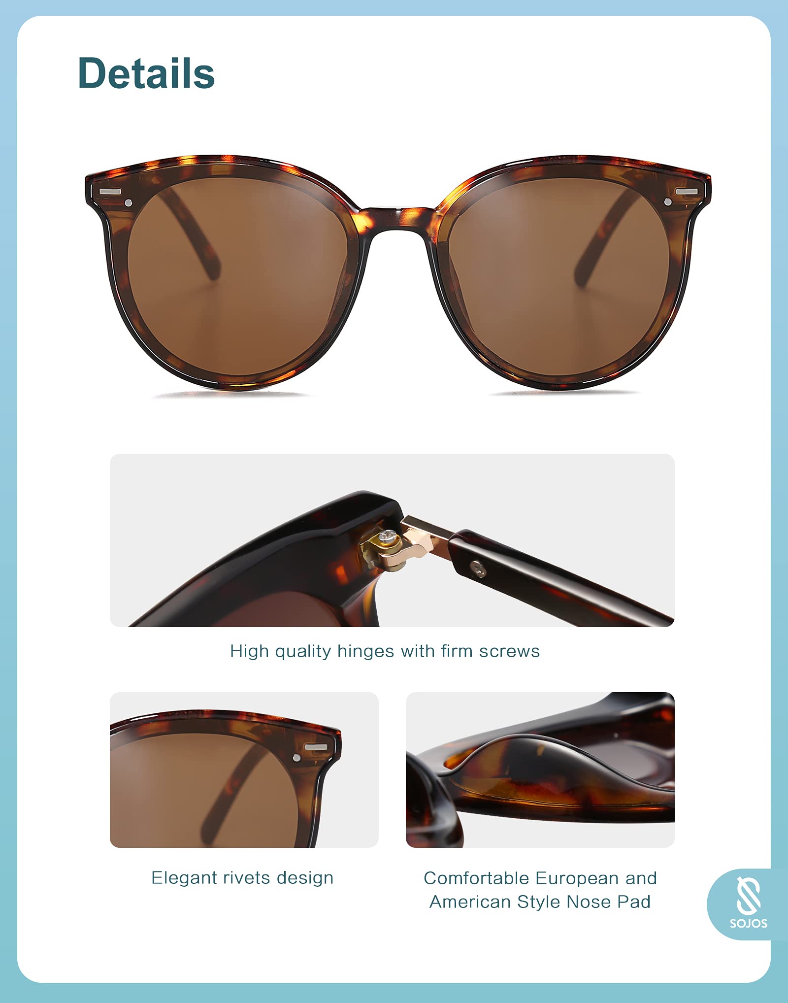 SOJOS Sunglasses Womens Trendy 2025 Classic Round Retro Vintage Shades Large Frame Sunnies SJ2067