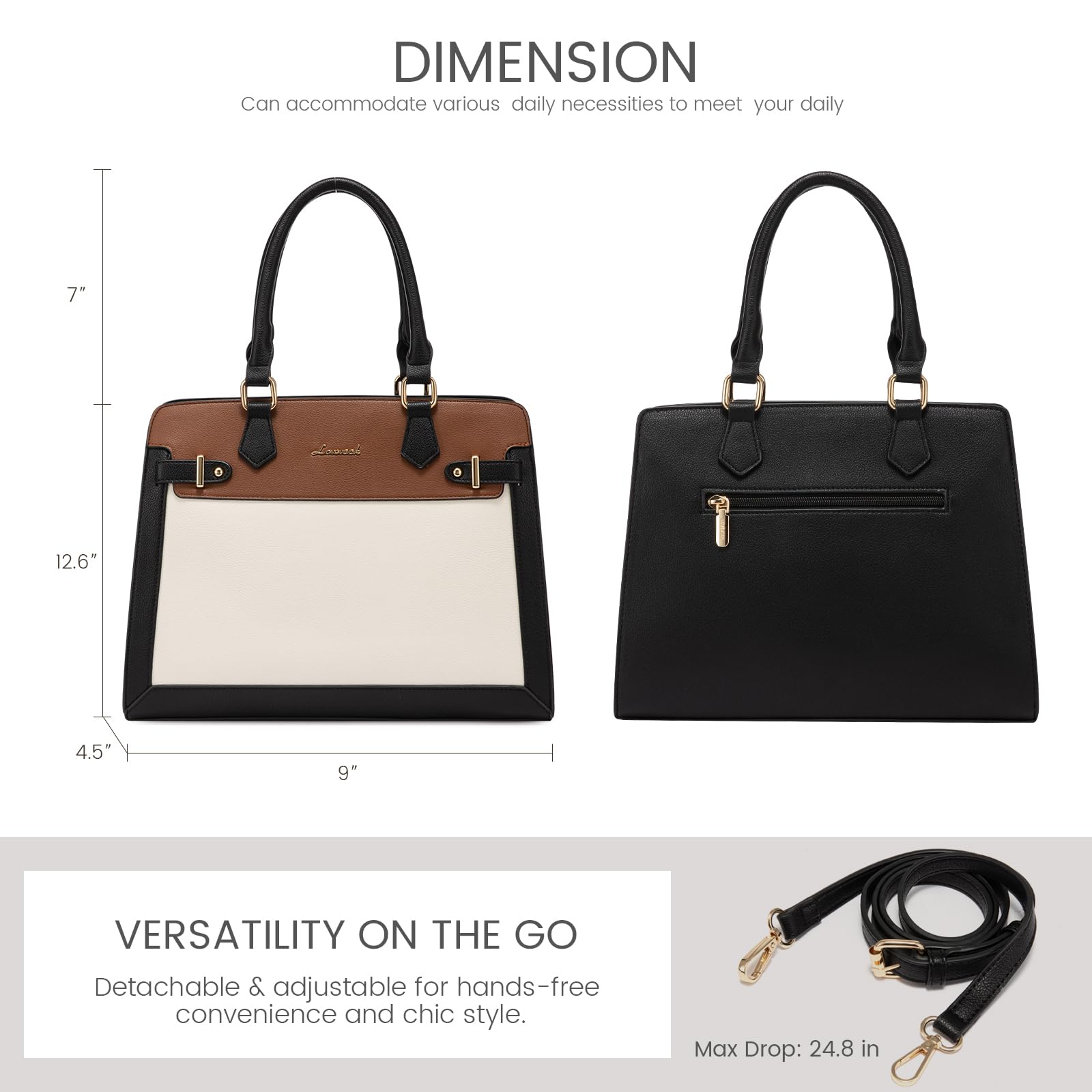 LOVEVOOK Purses and Handbags for Women, Tote Shoulder Bag Satchel Black Purse and PU Leather Top Handle for ladies