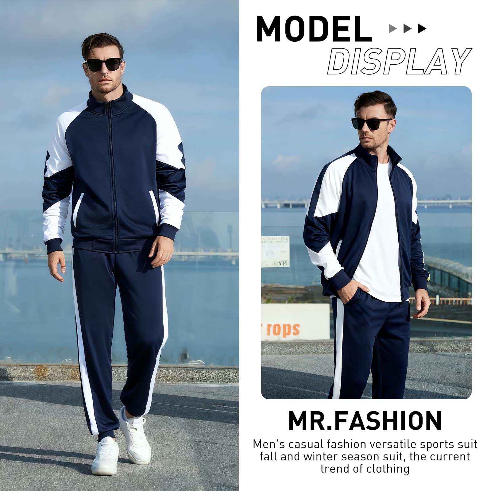 LBL Leading the Better Life Mens Track Suits Casual Full Zip Sweat Suit Active Jackets and Pants 2 Piece Outfits