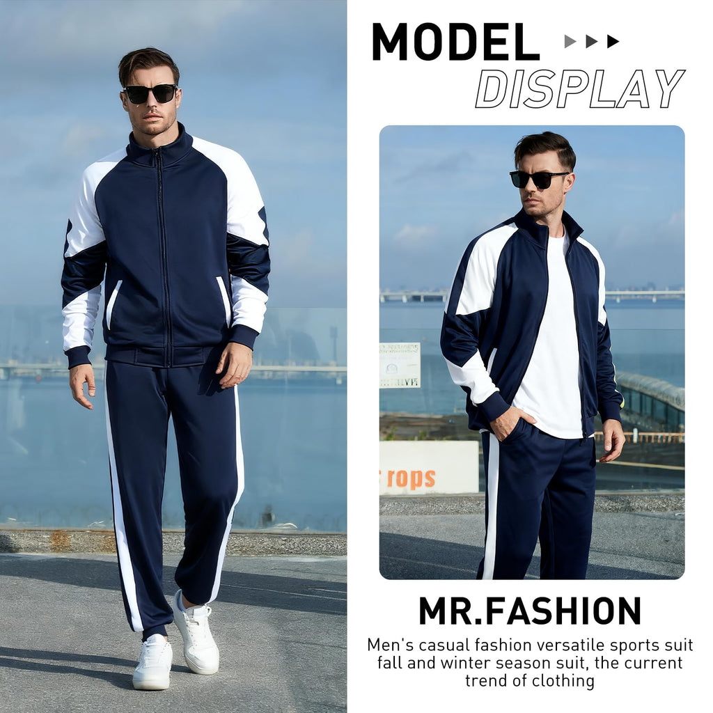 LBL Leading the Better Life Mens Track Suits Casual Full Zip Sweat Suit Active Jackets and Pants 2 Piece Outfits