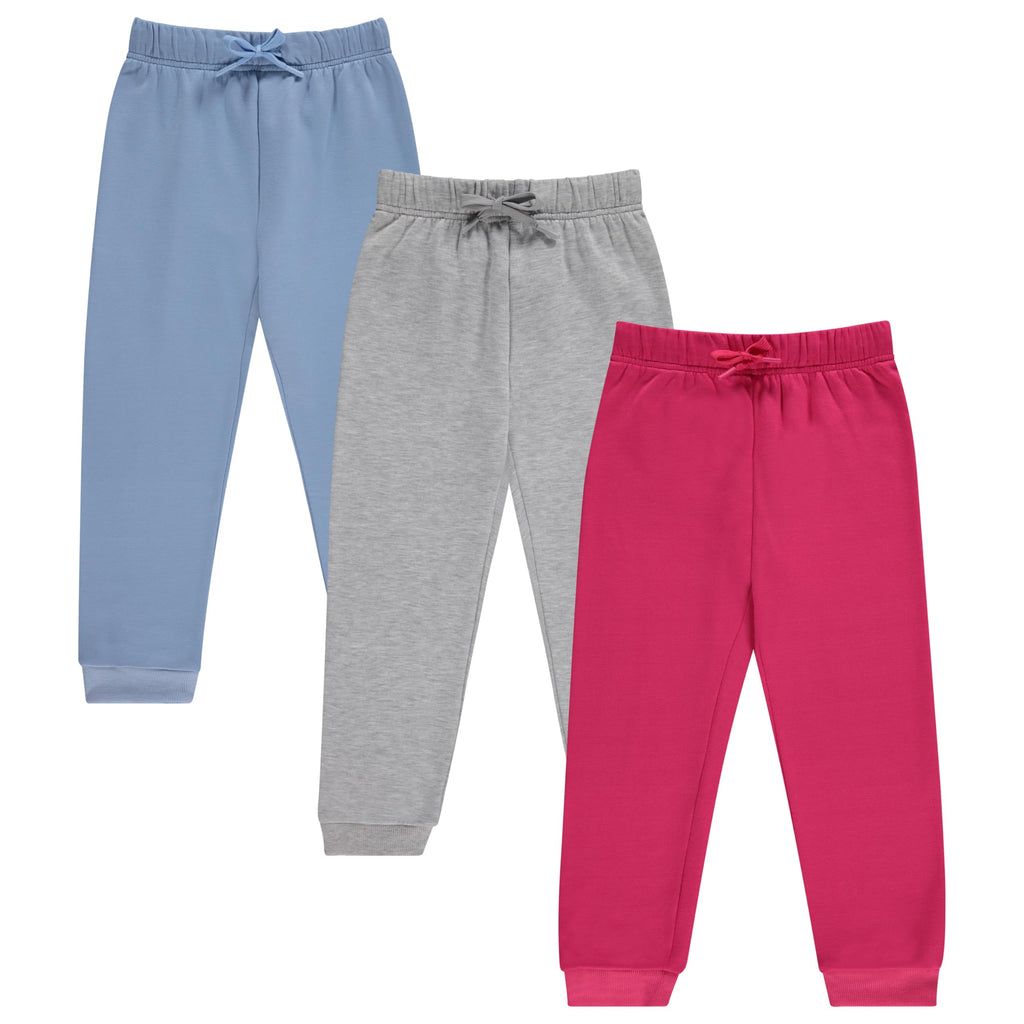 BTween Kids Girls Fashion Stretch Waist Ultra Soft Jogger Pants Set 3 Pack Bundle