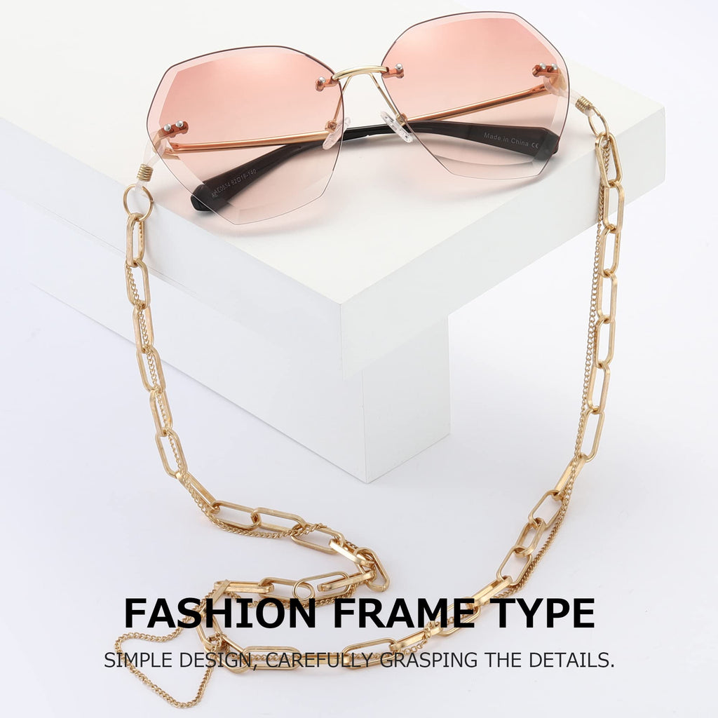 AEVOGUE Sunglasses For Women Oversized Rimless Diamond Cutting Lens Sun Glasses AE0534