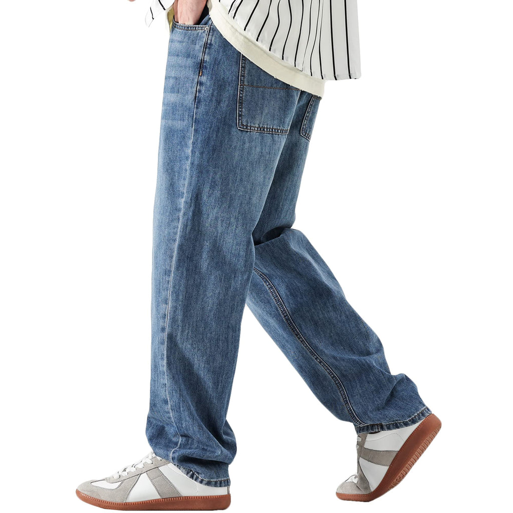 DOSLAVIDA Men's Baggy Jeans Loose Fit Ripped Distressed Jean Relaxed Skateboard Denim Pants with Holes