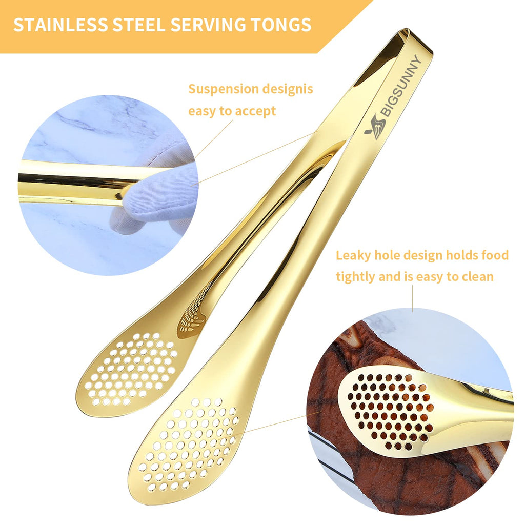 MSY BIGSUNNY 9 inch Buffet Tongs, Set of 2 Stainless Steel Food Serving Tongs