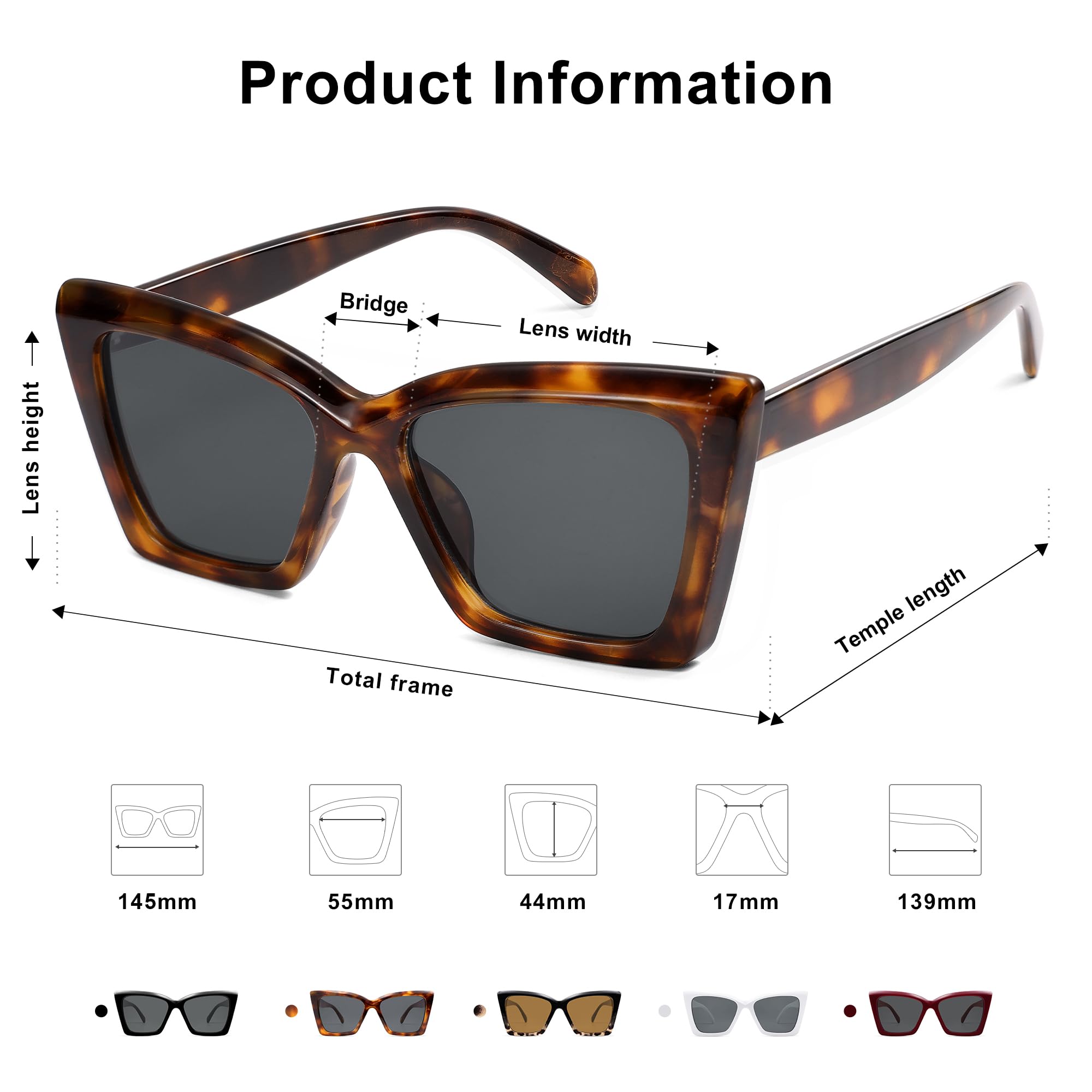 SOJOS Trendy Oversized Cateye Sunglasses Womens UV400 Large Designer Shades Lentes De Sol Para Mujer SJ2347