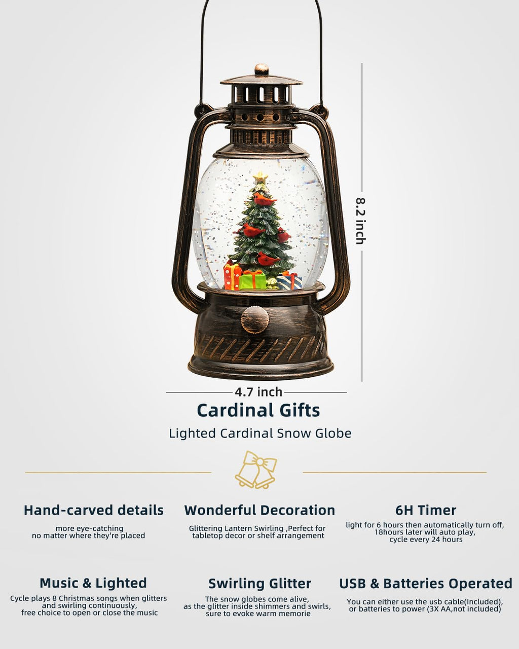 Fall Decor Snow Globe Thanksgiving Decoration Turkey Lantern Light-Up 6H Timer Halloween Pumpkin Glitter Autumn Scene Snow Globes Fall Decoration for Home