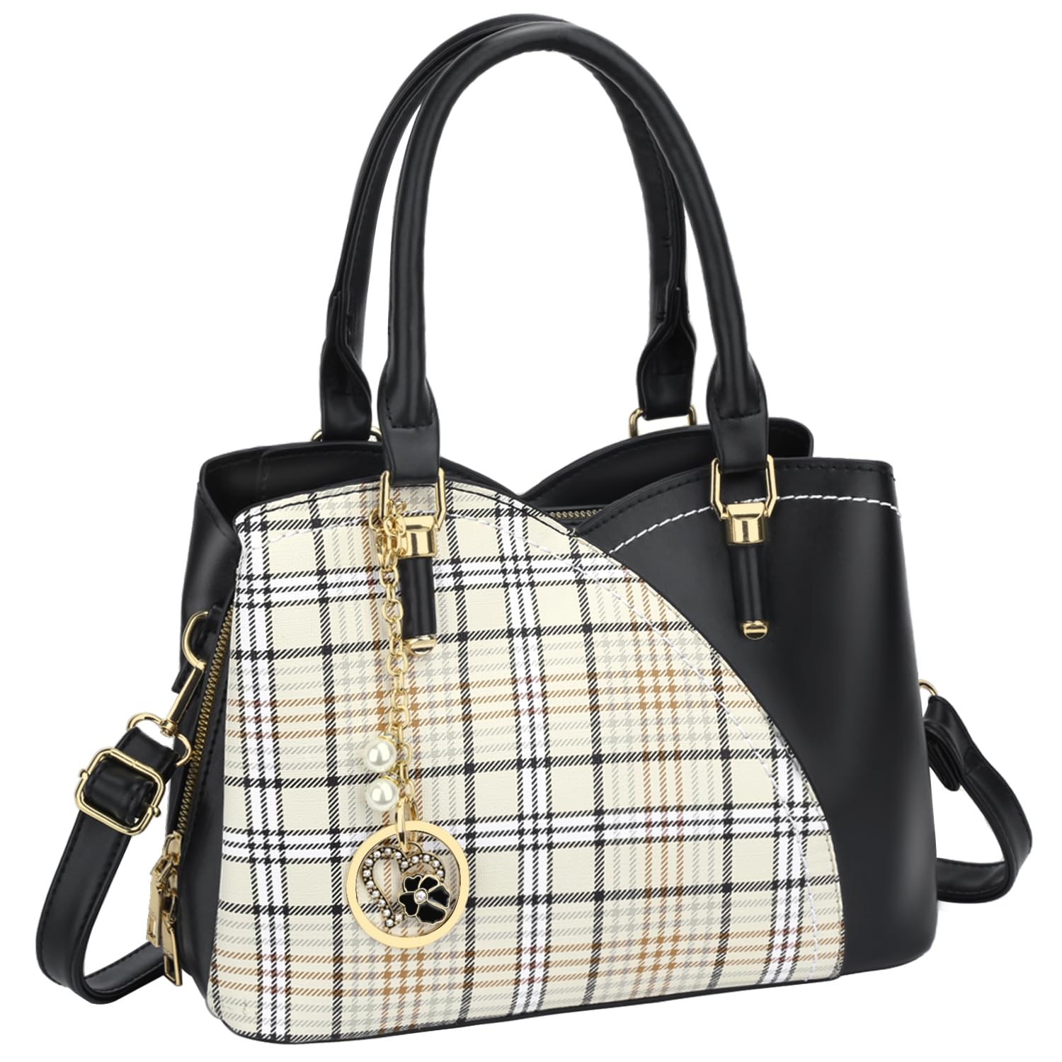 KKXIU Triple Compartments Purses and Handbags for Women Fashion Ladies Satchel Shoulder Top Handle Bag