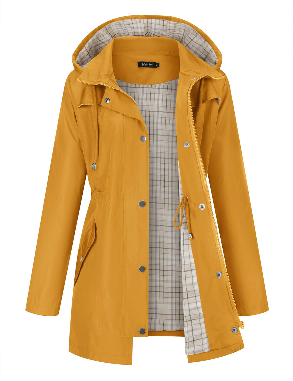 LOMON Women Waterproof Outdoor Hiking Raincoat Women Lined Rain Jacket Lightweight Hooded Jackets Trench Coats
