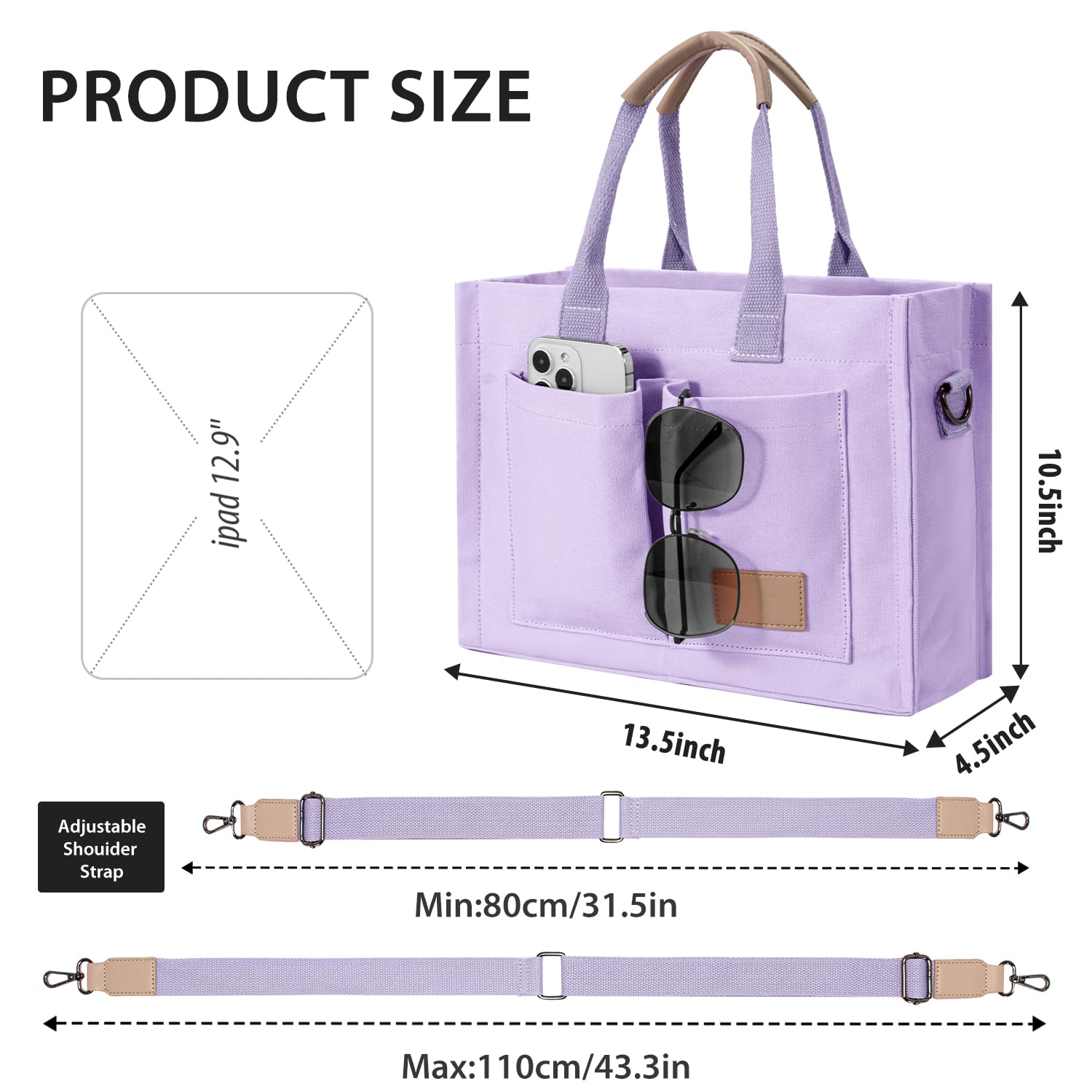 Tote Bags for Women Canvas Tote Purse Crossbody with Pockets Top Handle Shoulder Satchel Bag for Women