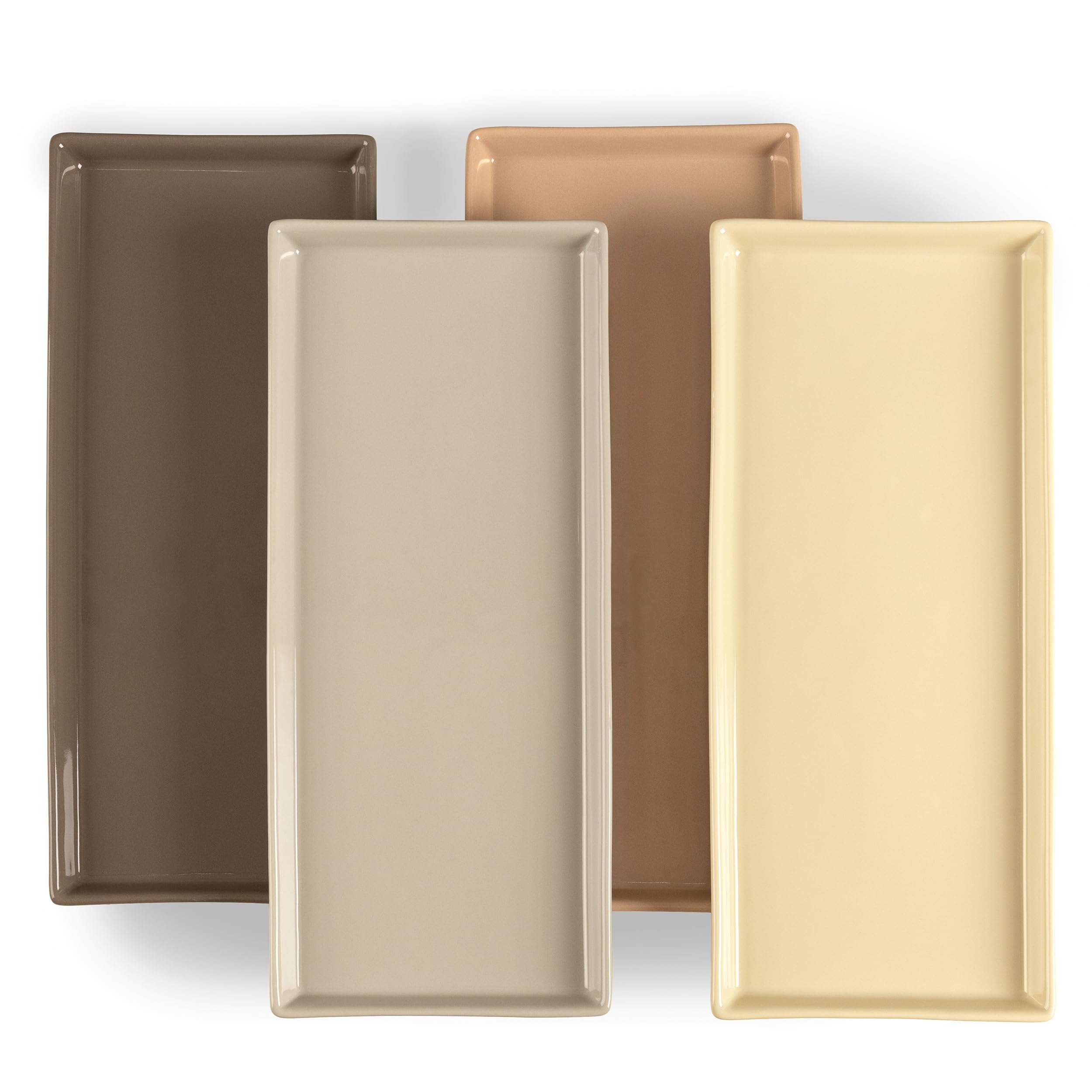 Home Beets White Ceramic Serving Platters (14 x 6 Inch Rectangle Plates) Serving Dishes for Entertaining, Food, Appetizers, Desserts, Cheese Board, Charcuterie, Sushi - Set of 4 Party Serving Trays