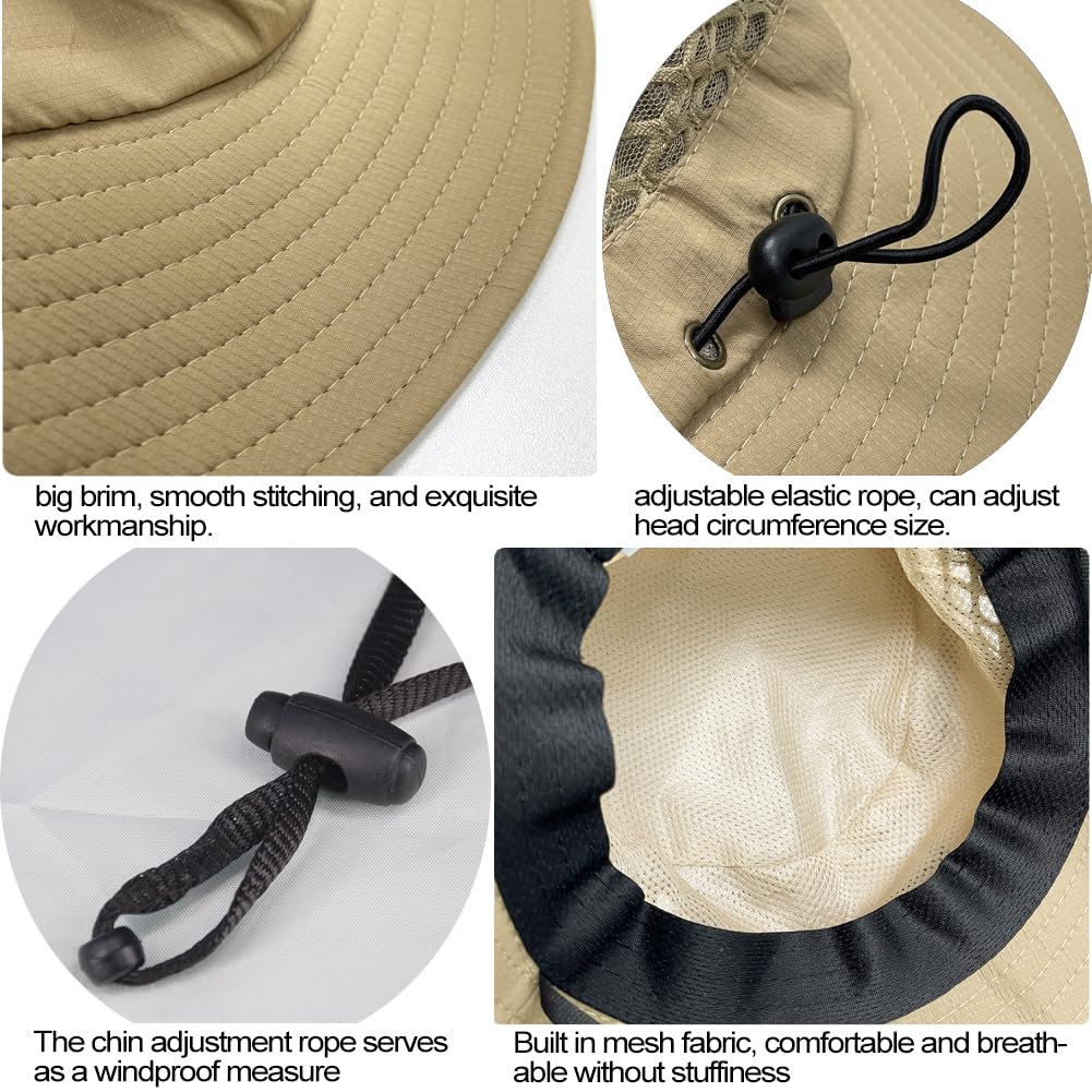 Fishing Hat, UPF50+ Wide Brim Sun Hat for Men Women, UV Protection Hiking Beach Bucket Hats Summer Safari Hat
