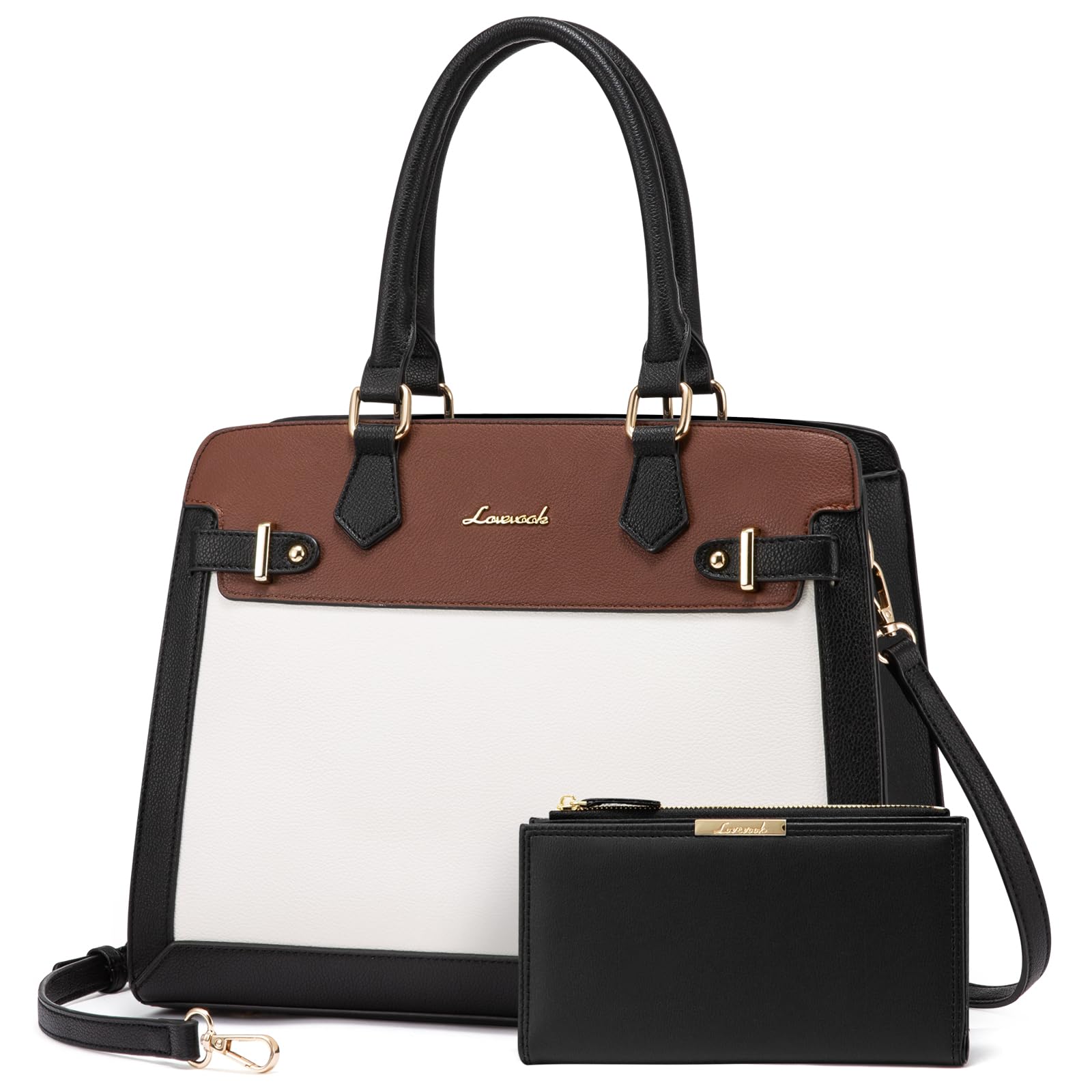 LOVEVOOK Purses and Handbags for Women, Tote Shoulder Bag Satchel Black Purse and PU Leather Top Handle for ladies