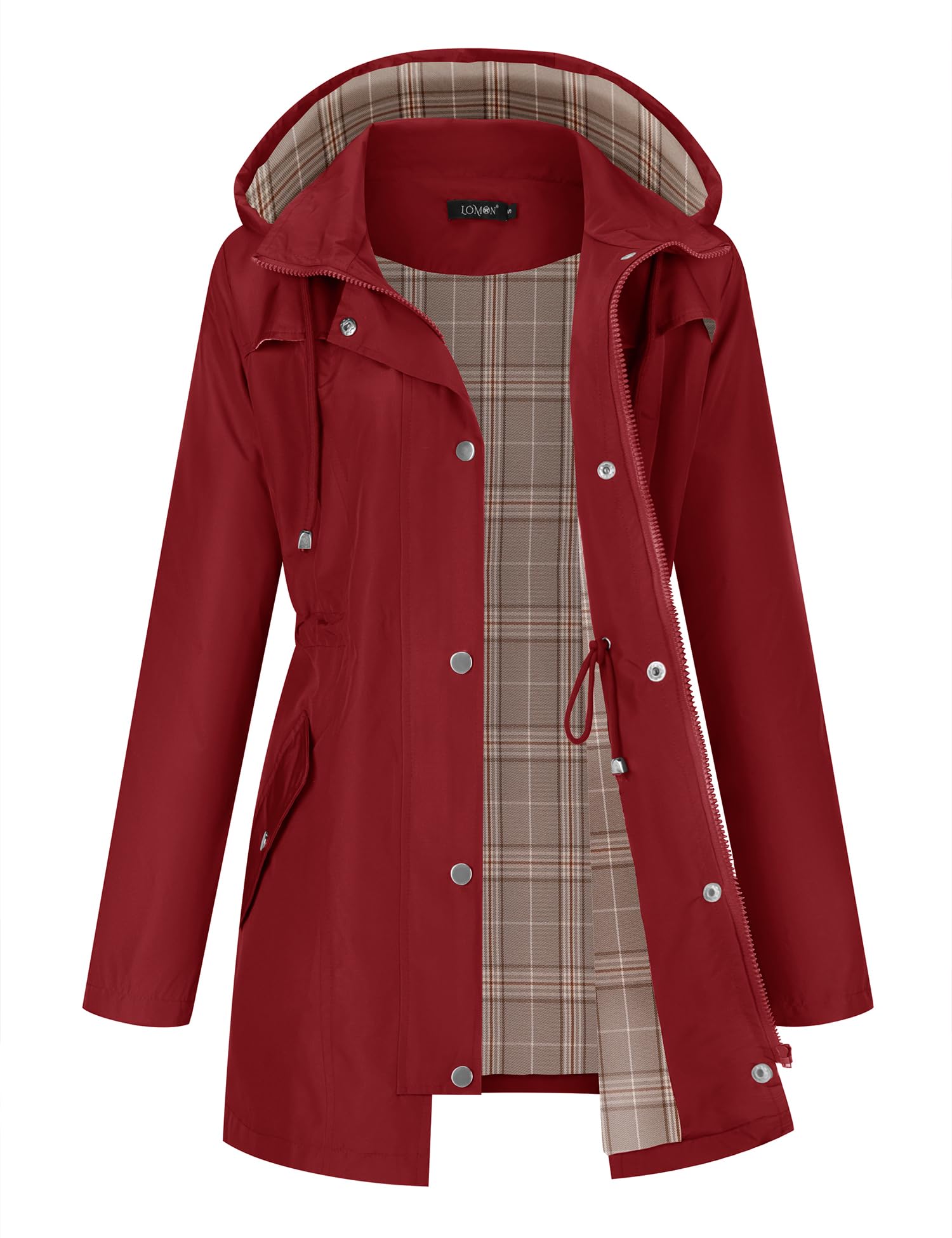 LOMON Women Waterproof Outdoor Hiking Raincoat Women Lined Rain Jacket Lightweight Hooded Jackets Trench Coats