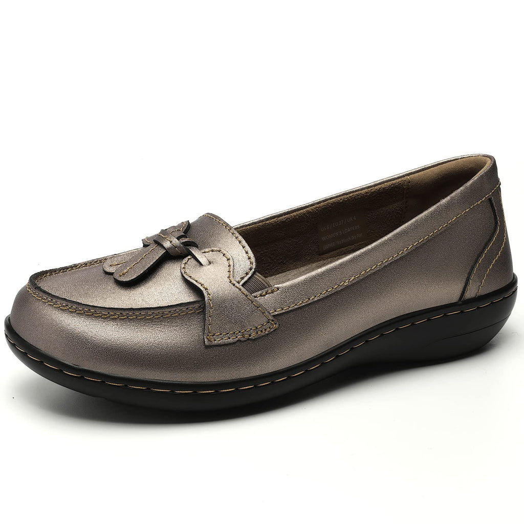 Artisure Women's Classic Comfort Leather Loafers Casual Slip-Ons Stylish Tassel Dress Shoes Cute Work Office Flats Everyday Walking Shoes