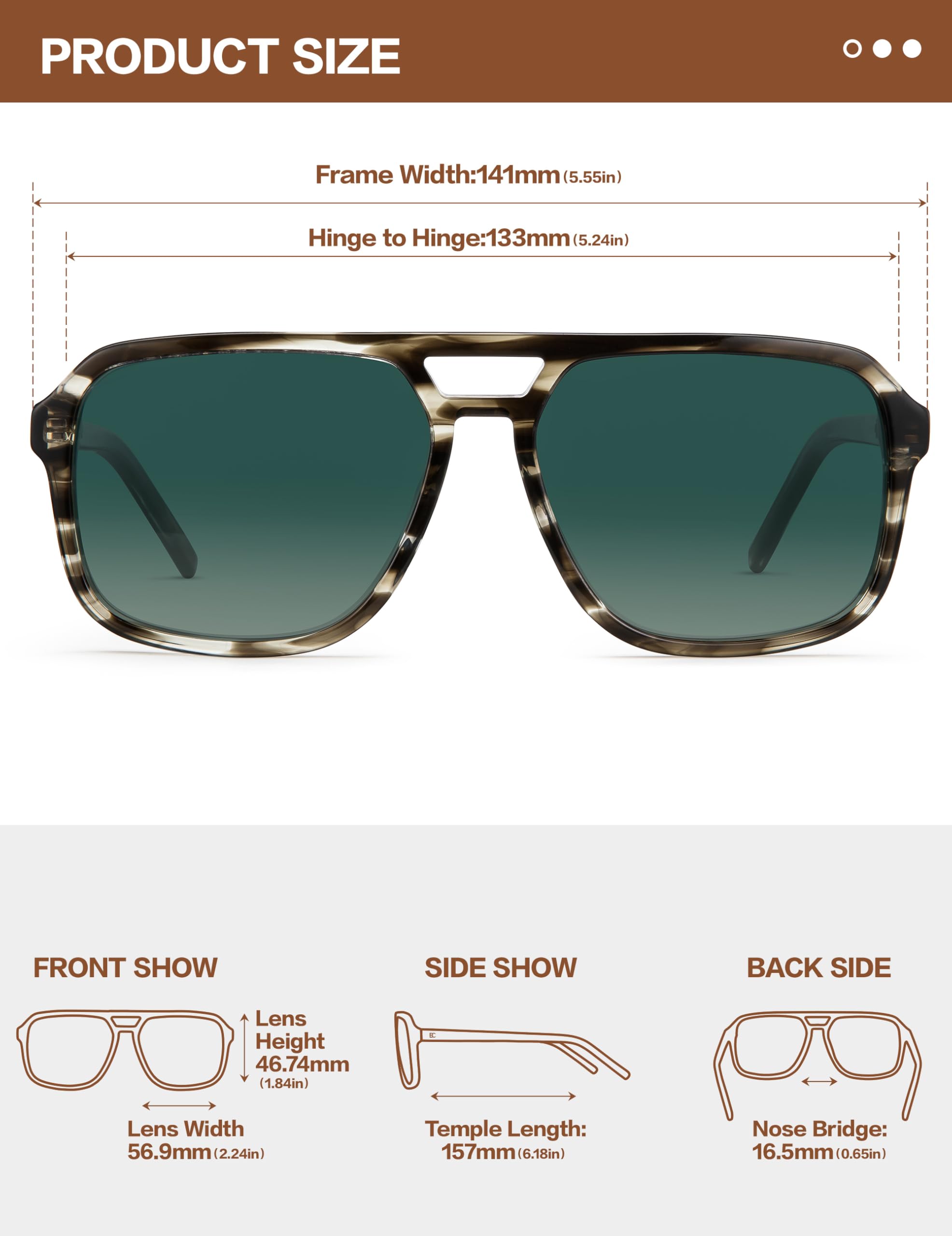 BIRCEN Women Polarized Acetate Sunglasses: Fashion Square Aviator Shades UV Protection for Trendy Laides Travel Beach Outdoor