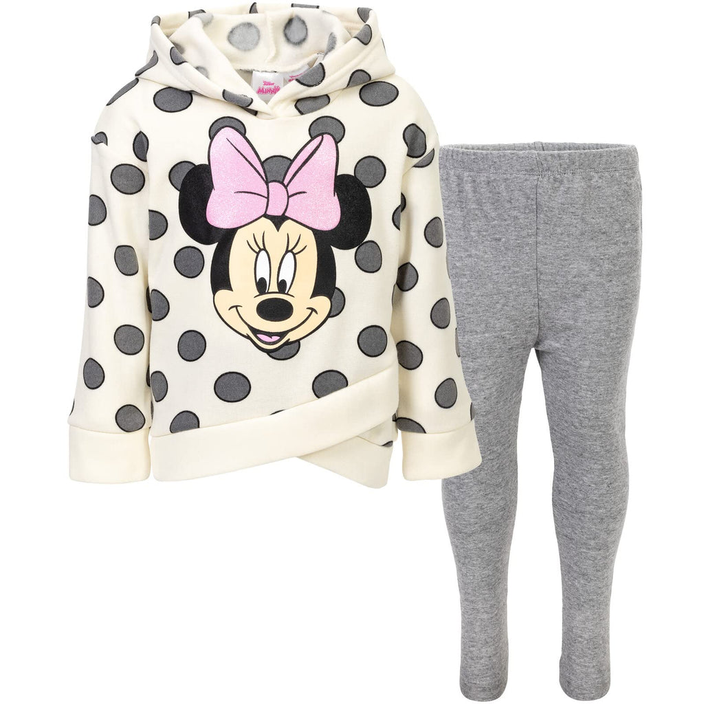 Disney Minnie Mouse Fleece Pullover Crossover Hoodie and Leggings Outfit Set Infant to Big Kid Sizes (12 Months - 14-16)