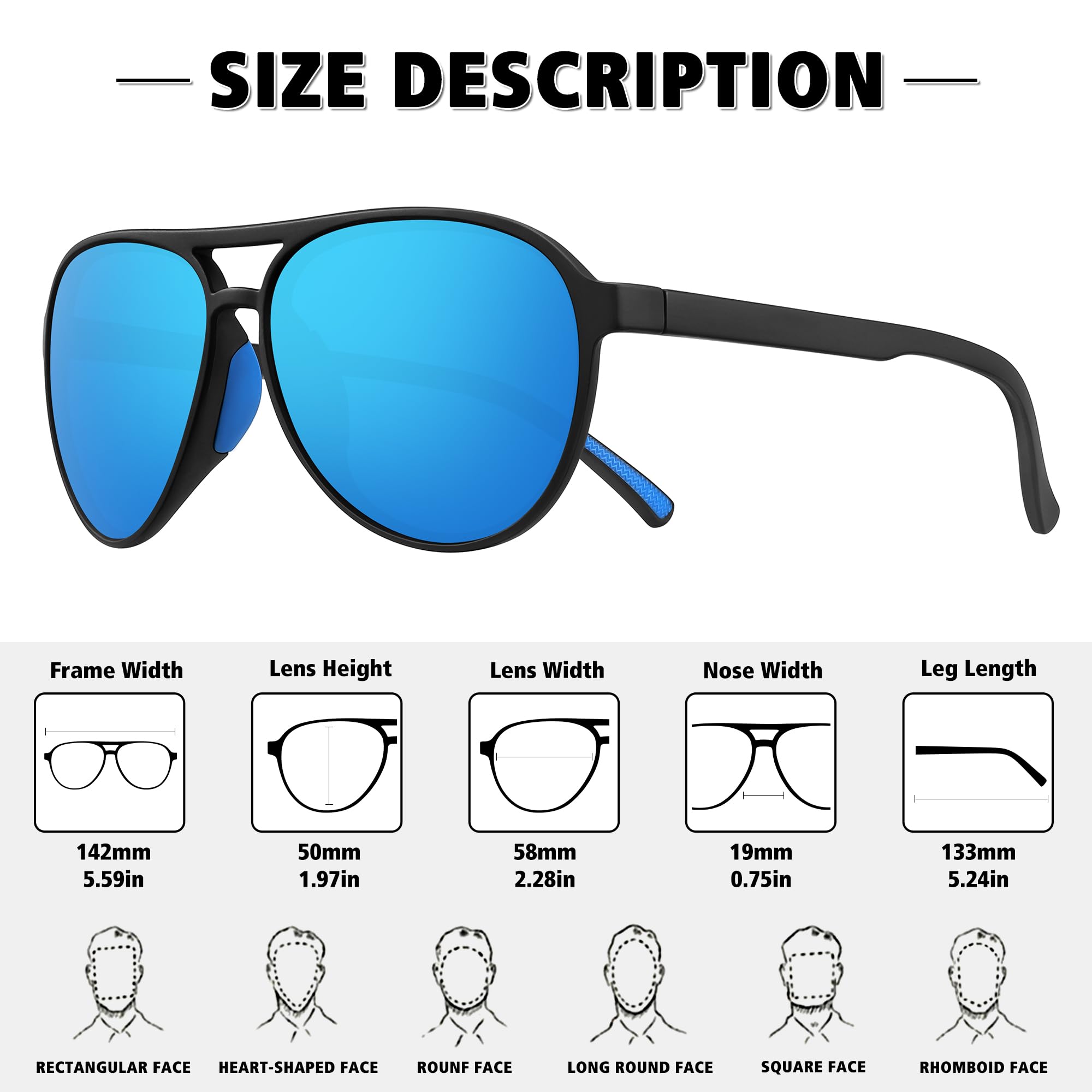 STORYCOAST Polarized Aviator Sunglasses for Men Women Classic Retro Aviators Sports Driving Running Sun Glasses