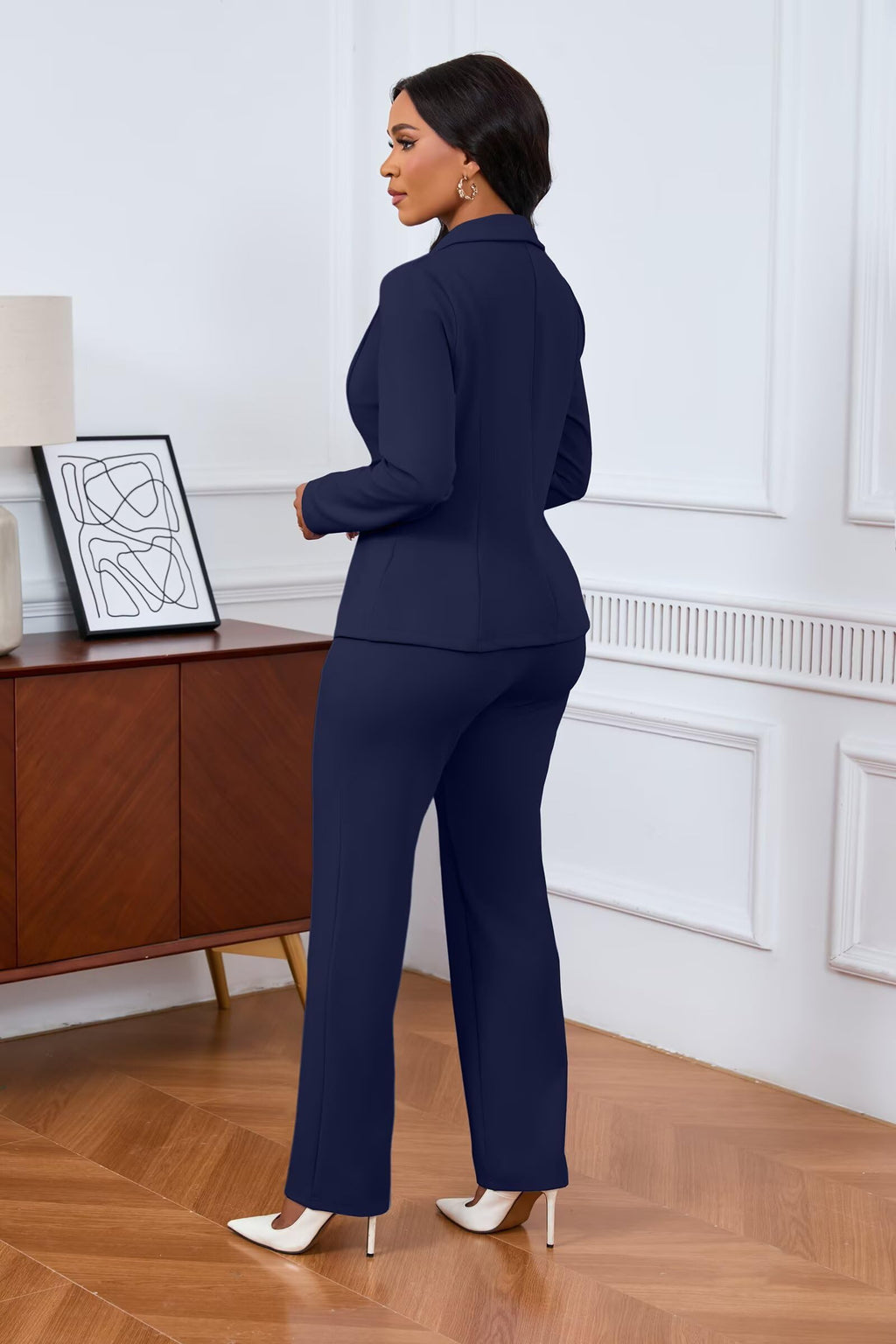 Ophestin Business 2 Piece Pant Suits for Women Dressy Blazer Straight Leg Pantsuit Set Formal Casual Office Work Outfits