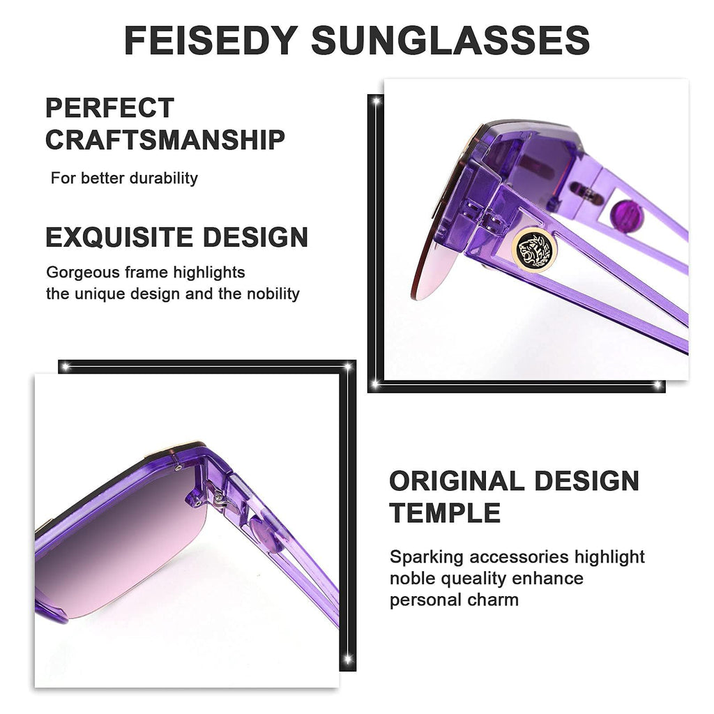 FEISEDY Square Oversized Sunglasses for Men Women, Flat Top Shield One Piece Lens Sun Glasses Shades B2765