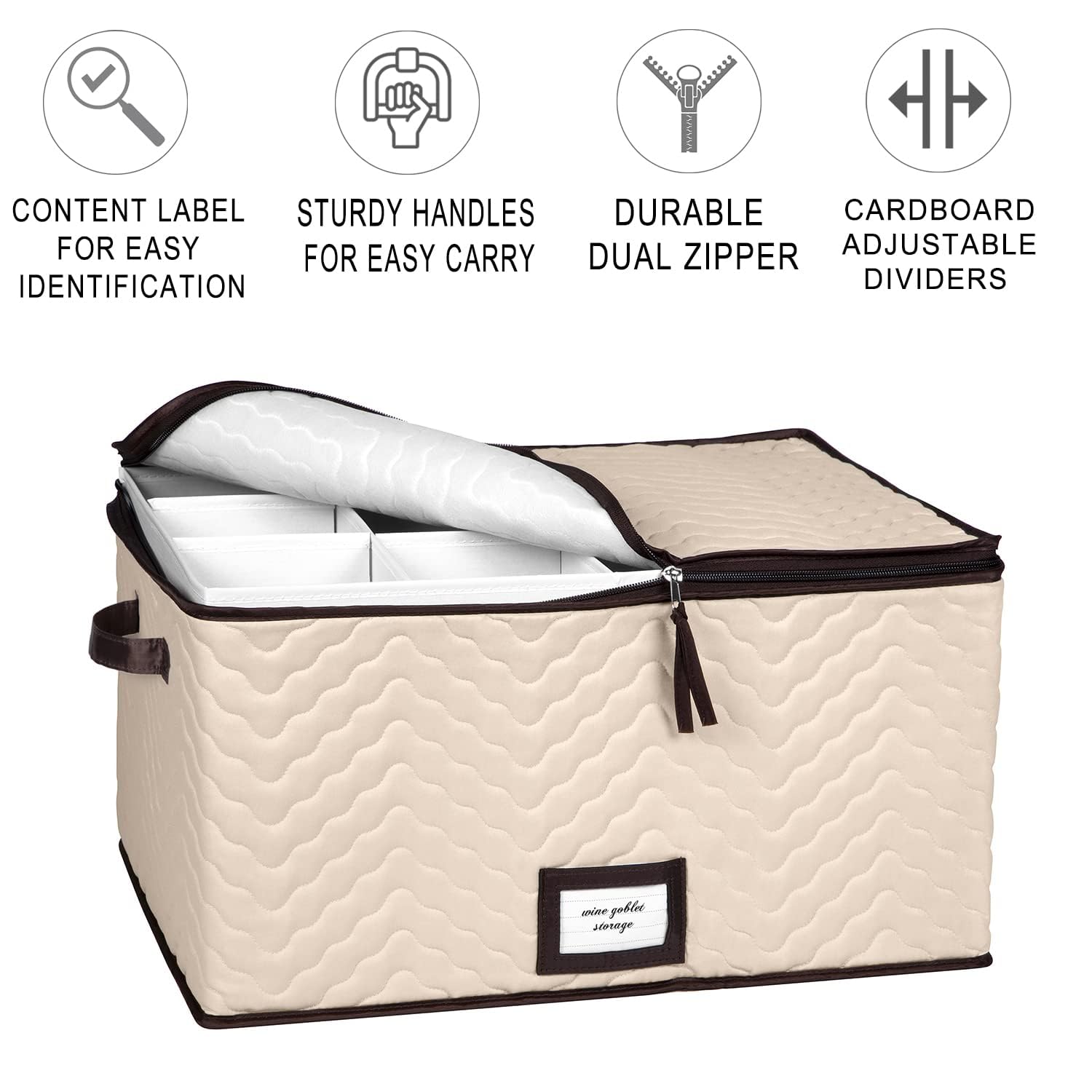 China Storage Containers 5-Piece Set Moving Boxes for Dinnerware, Glasses, Plates, Mugs and Saucers Sturdy Quilted Microfiber Dish Organizer with Dividers for Seasonal Storage - Holds Set of 12