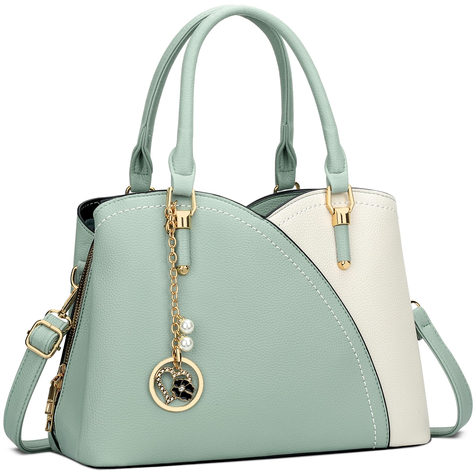 KKXIU Triple Compartments Purses and Handbags for Women Fashion Ladies Satchel Shoulder Top Handle Bag