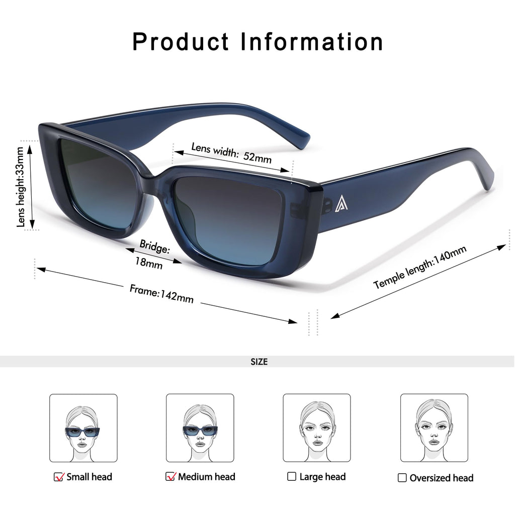 Retro Rectangle Sunglasses for Women Men 90s Frame Polarized Sun Glasses UV Protection Shades AP3689