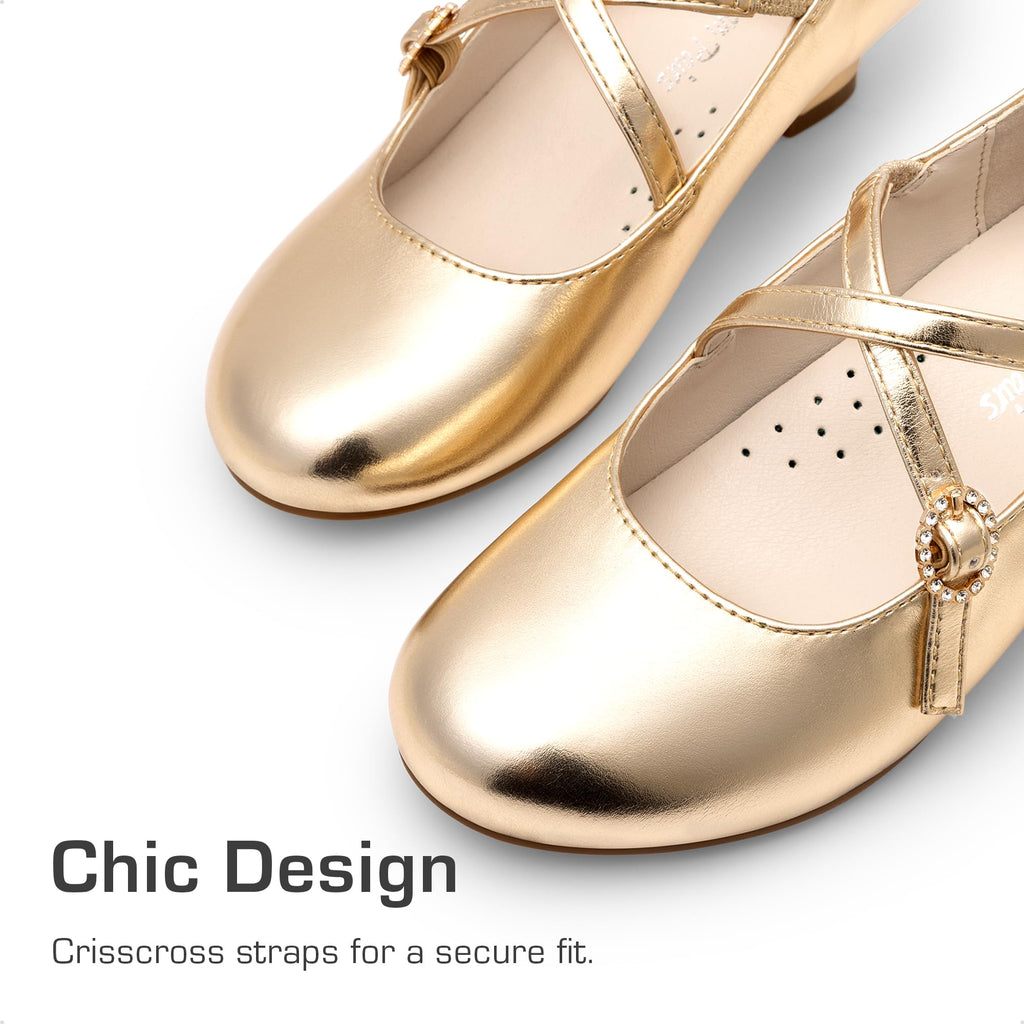 Dream Pairs Girls Dress Shoes Mary Jane High Heel Round Toe Straps Pumps Flower Wedding Party Princess Flats for Little/Big Kids