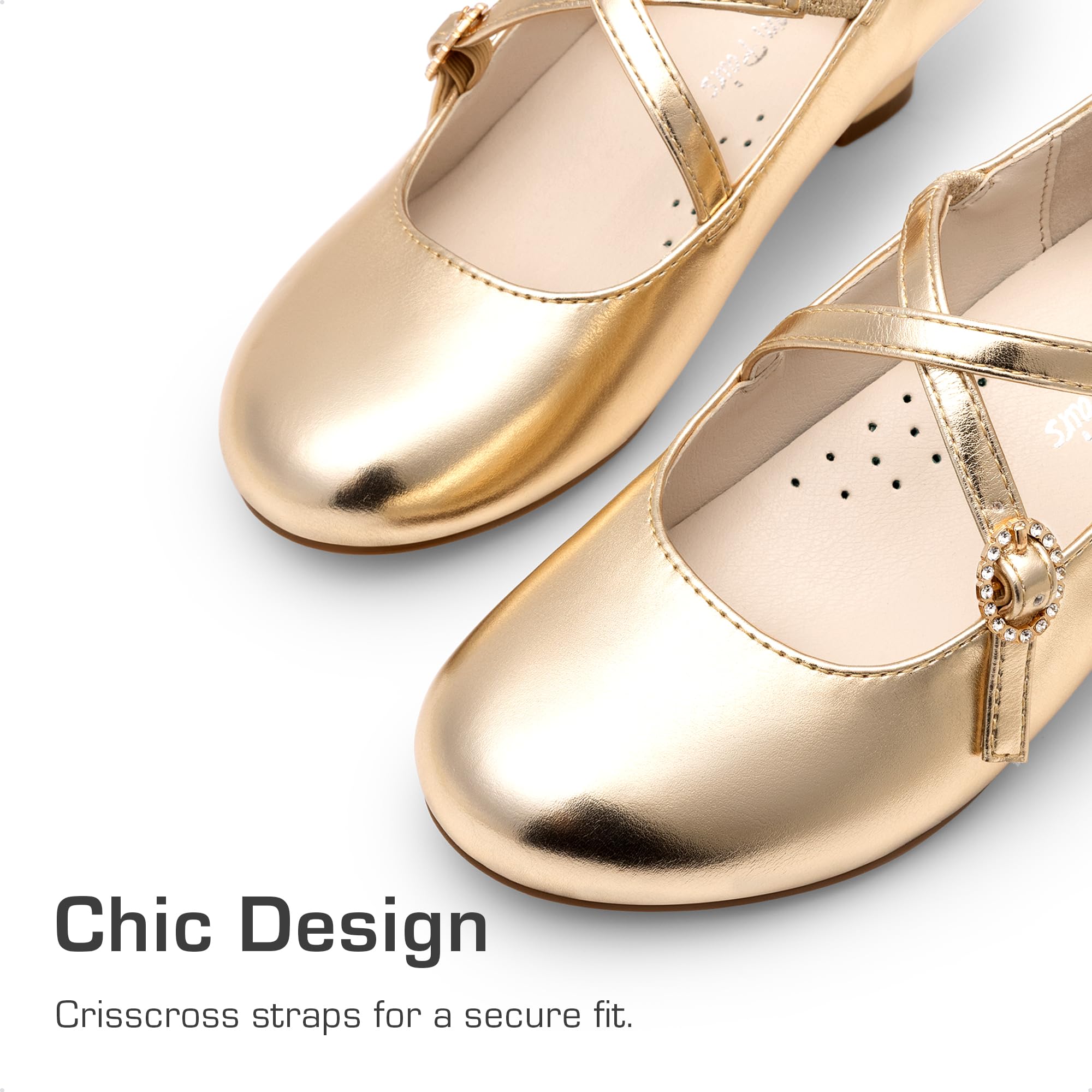 Dream Pairs Girls Dress Shoes Mary Jane High Heel Round Toe Straps Pumps Flower Wedding Party Princess Flats for Little/Big Kids