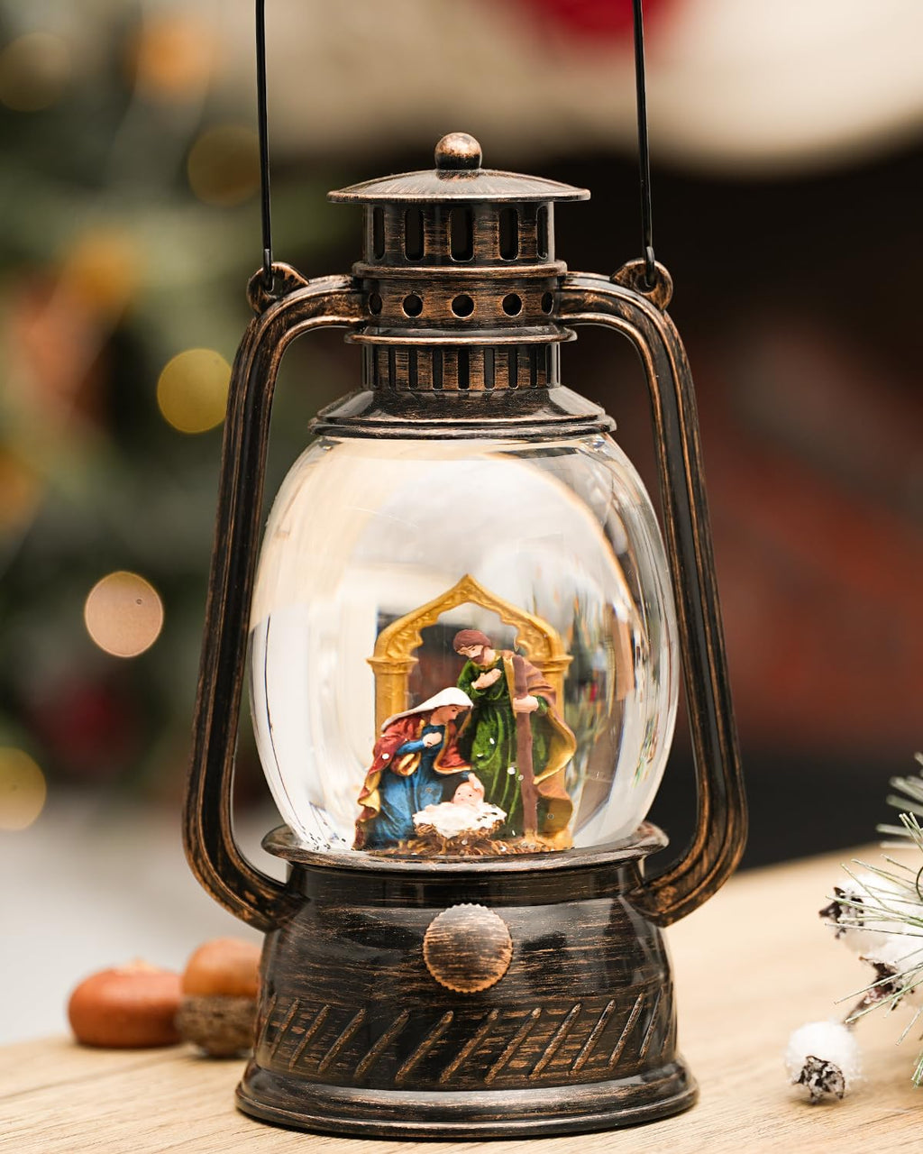 Fall Decor Snow Globe Thanksgiving Decoration Turkey Lantern Light-Up 6H Timer Halloween Pumpkin Glitter Autumn Scene Snow Globes Fall Decoration for Home