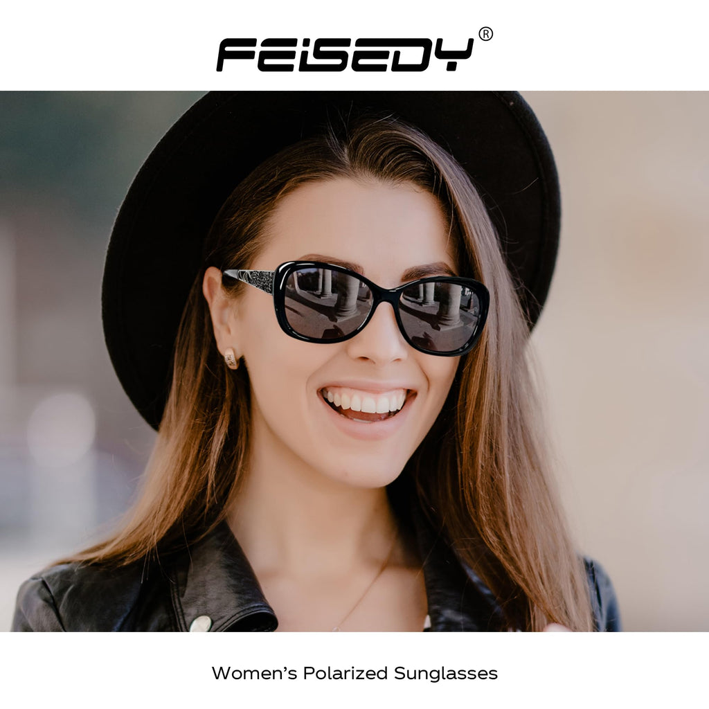 FEISEDY Polarized Women Sunglasses Retro Shades Photochromic Lens Sparkling Crystal Sunglasses UV400 Protection B0144