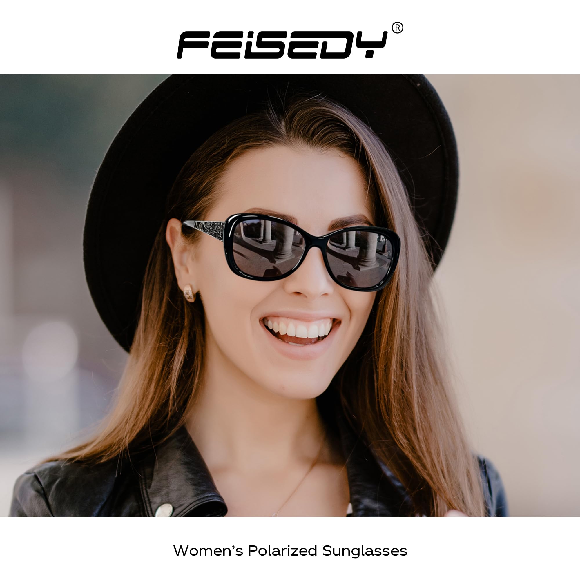 FEISEDY Polarized Women Sunglasses Retro Shades Photochromic Lens Sparkling Crystal Sunglasses UV400 Protection B0144