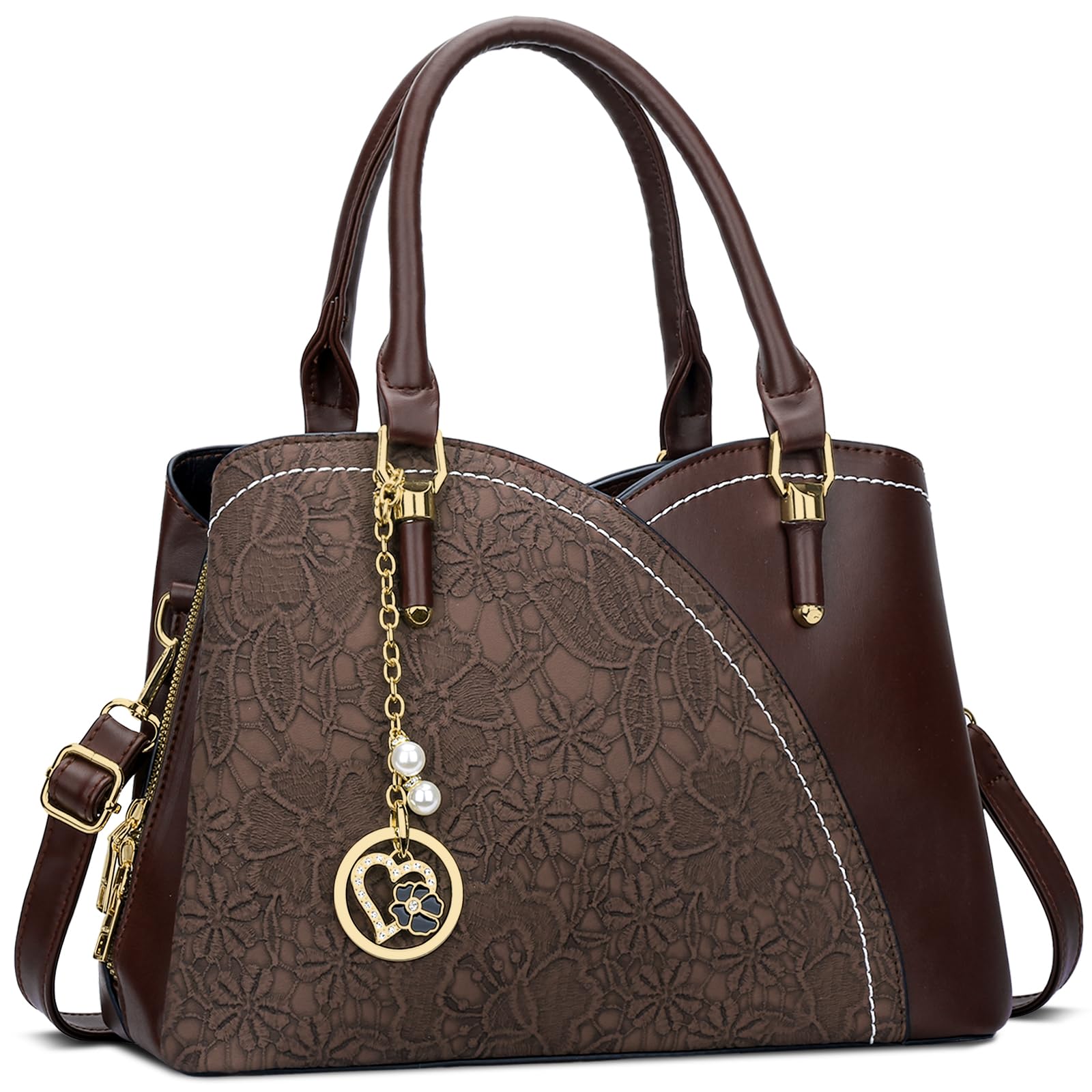 KKXIU Triple Compartments Purses and Handbags for Women Fashion Ladies Satchel Shoulder Top Handle Bag