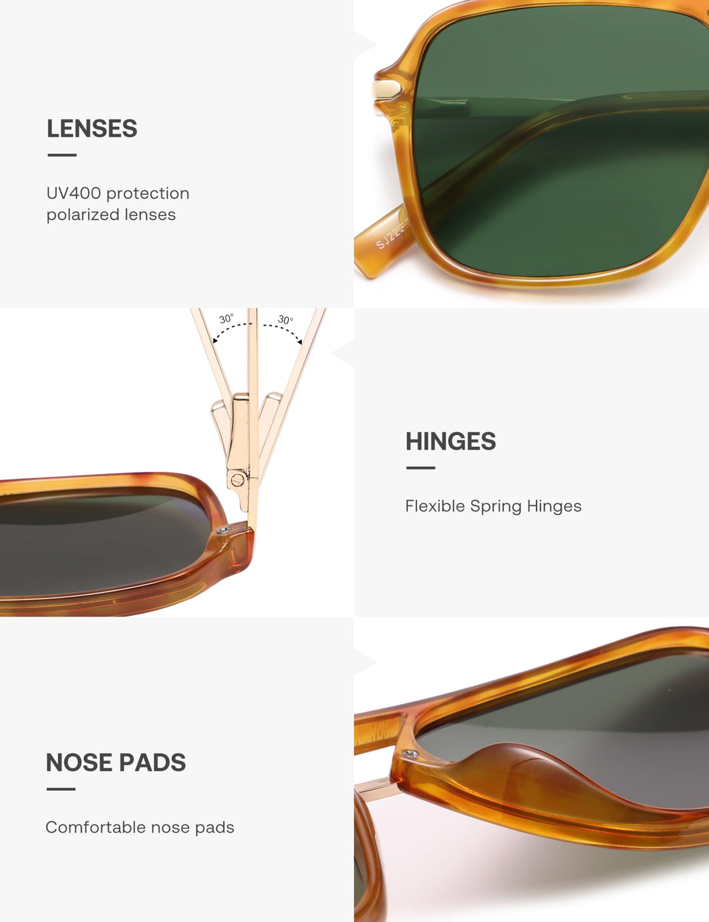 SOJOS Sunglasses for Women & Men, Square, Retro, Polarized Lens, Trendy Aviator, 90s Shades