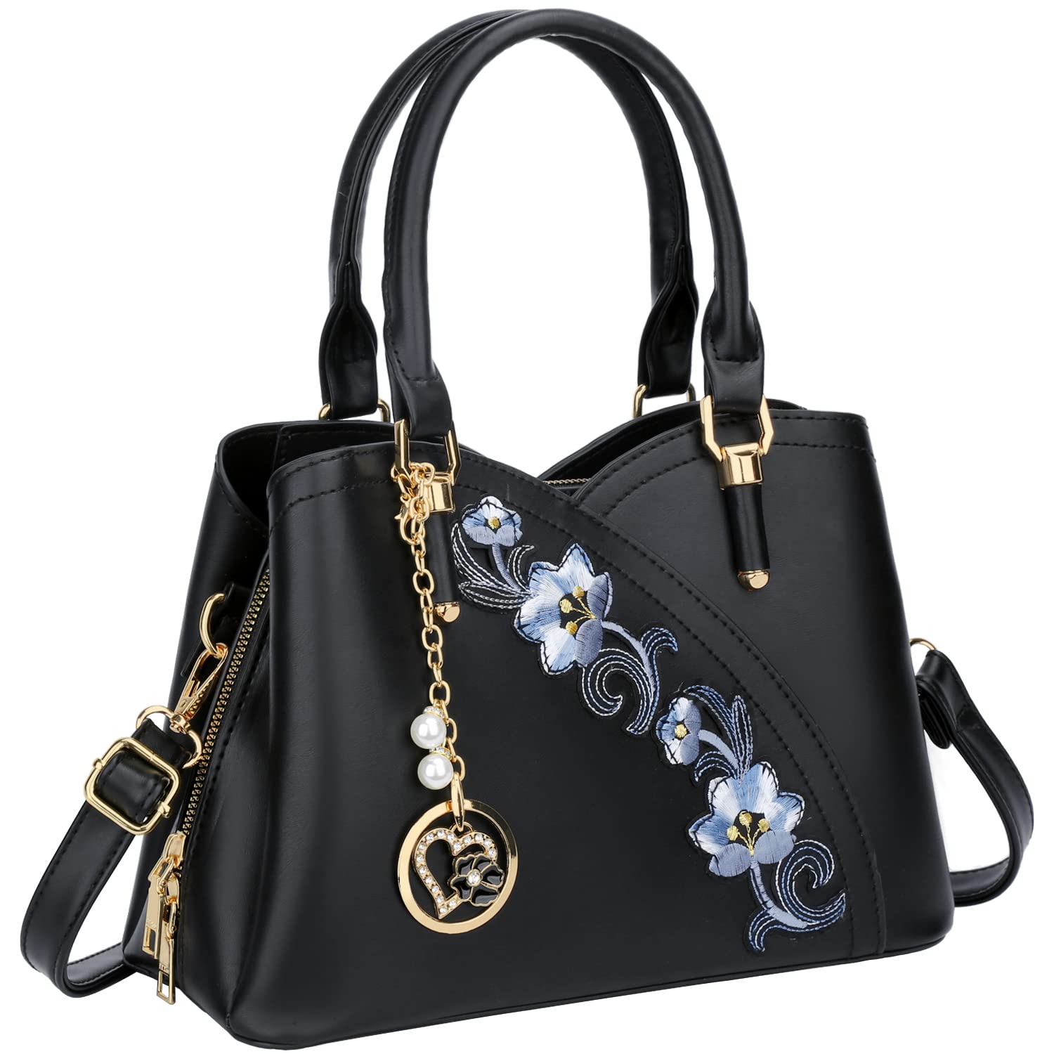 KKXIU Triple Compartments Purses and Handbags for Women Fashion Ladies Satchel Shoulder Top Handle Bag