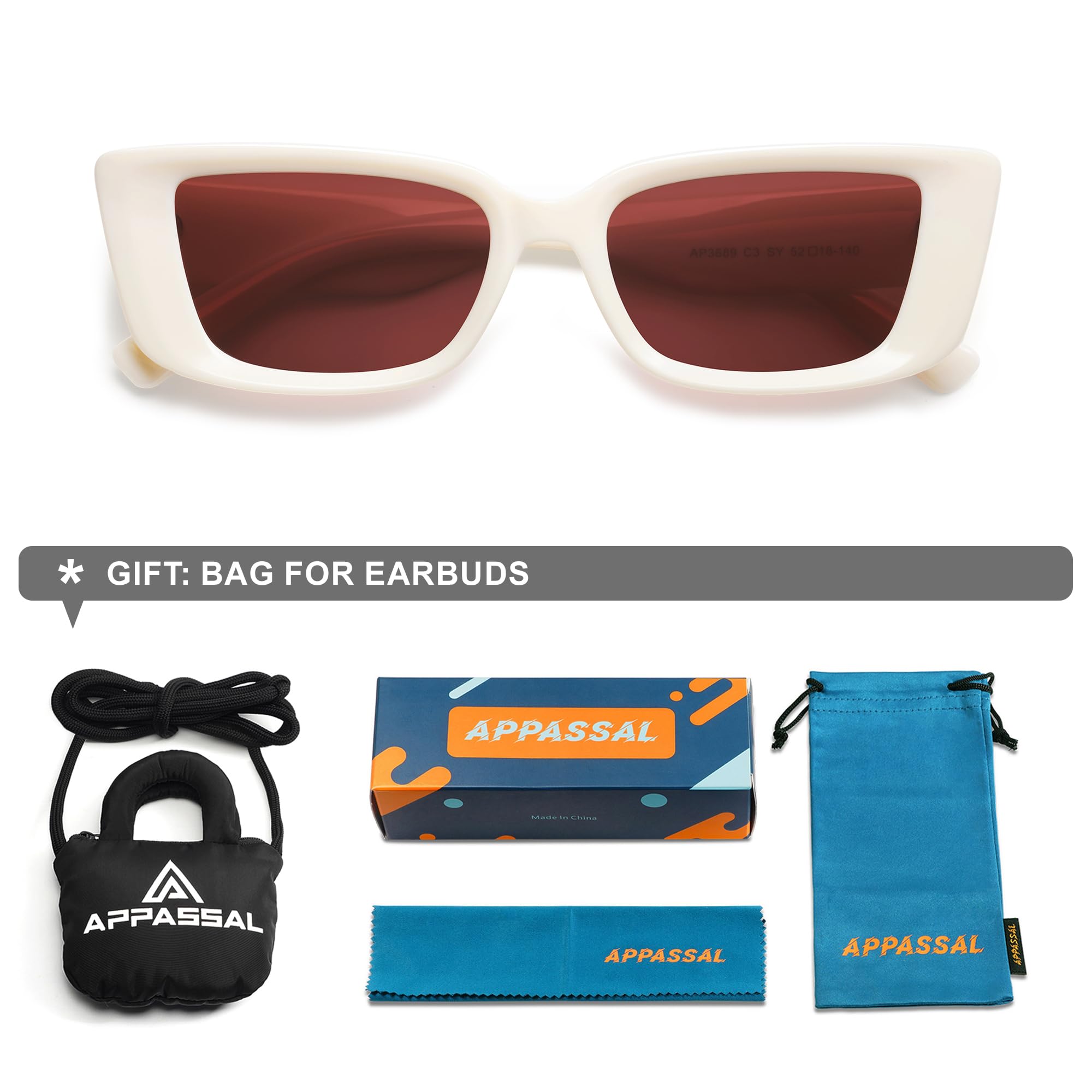 Retro Rectangle Sunglasses for Women Men 90s Frame Polarized Sun Glasses UV Protection Shades AP3689