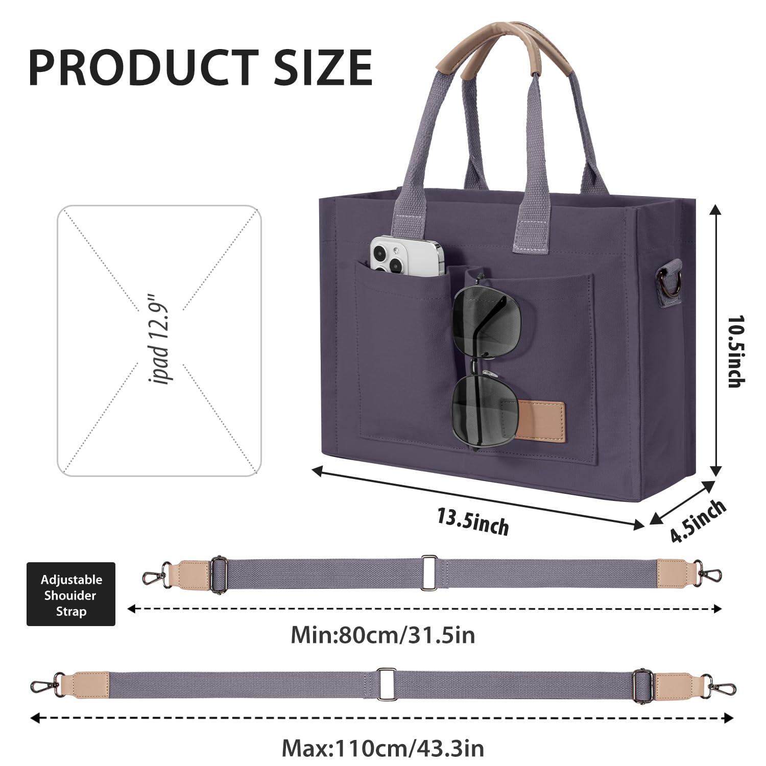 Tote Bags for Women Canvas Tote Purse Crossbody with Pockets Top Handle Shoulder Satchel Bag for Women