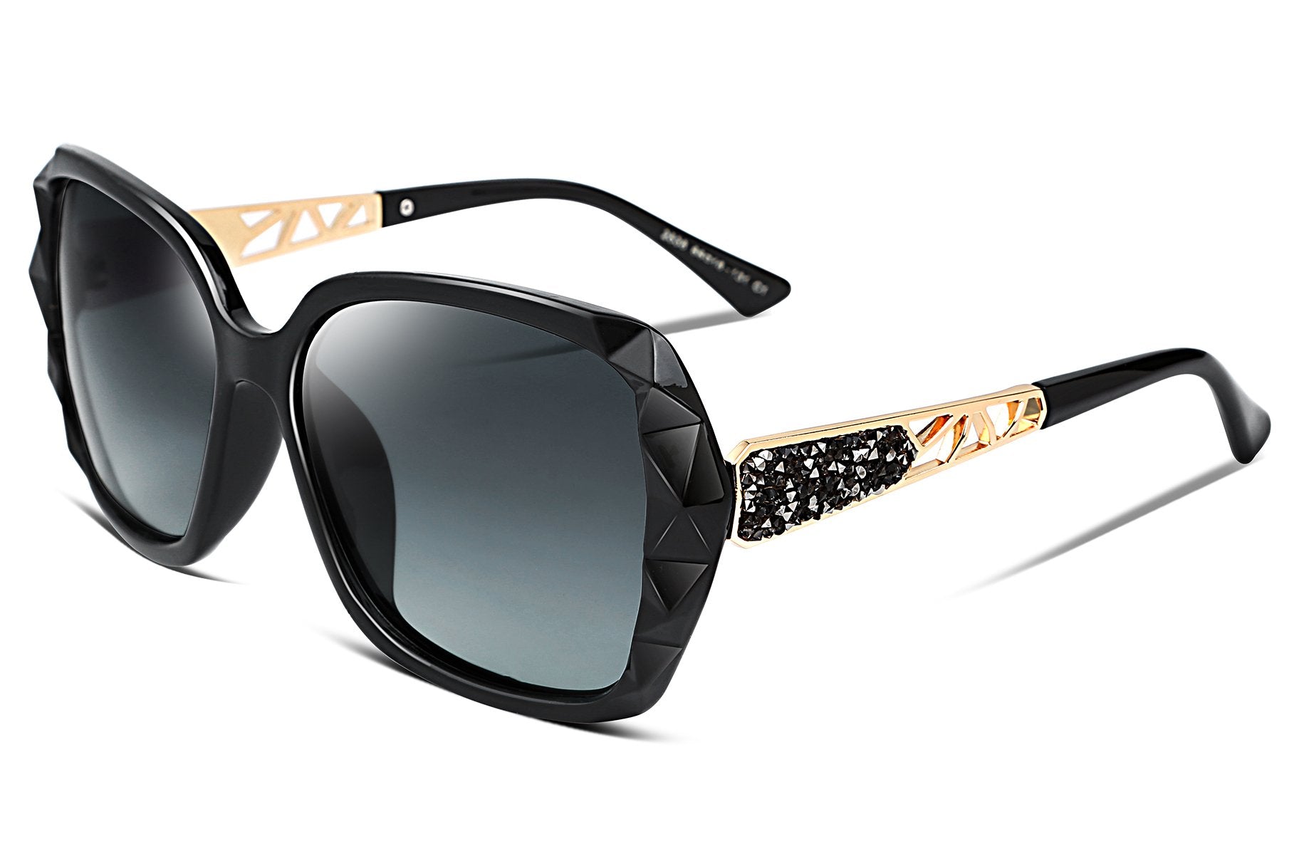 FEISEDY Polarized Women Square Sunglasses Sparkling Composite Shiny Frame B2289