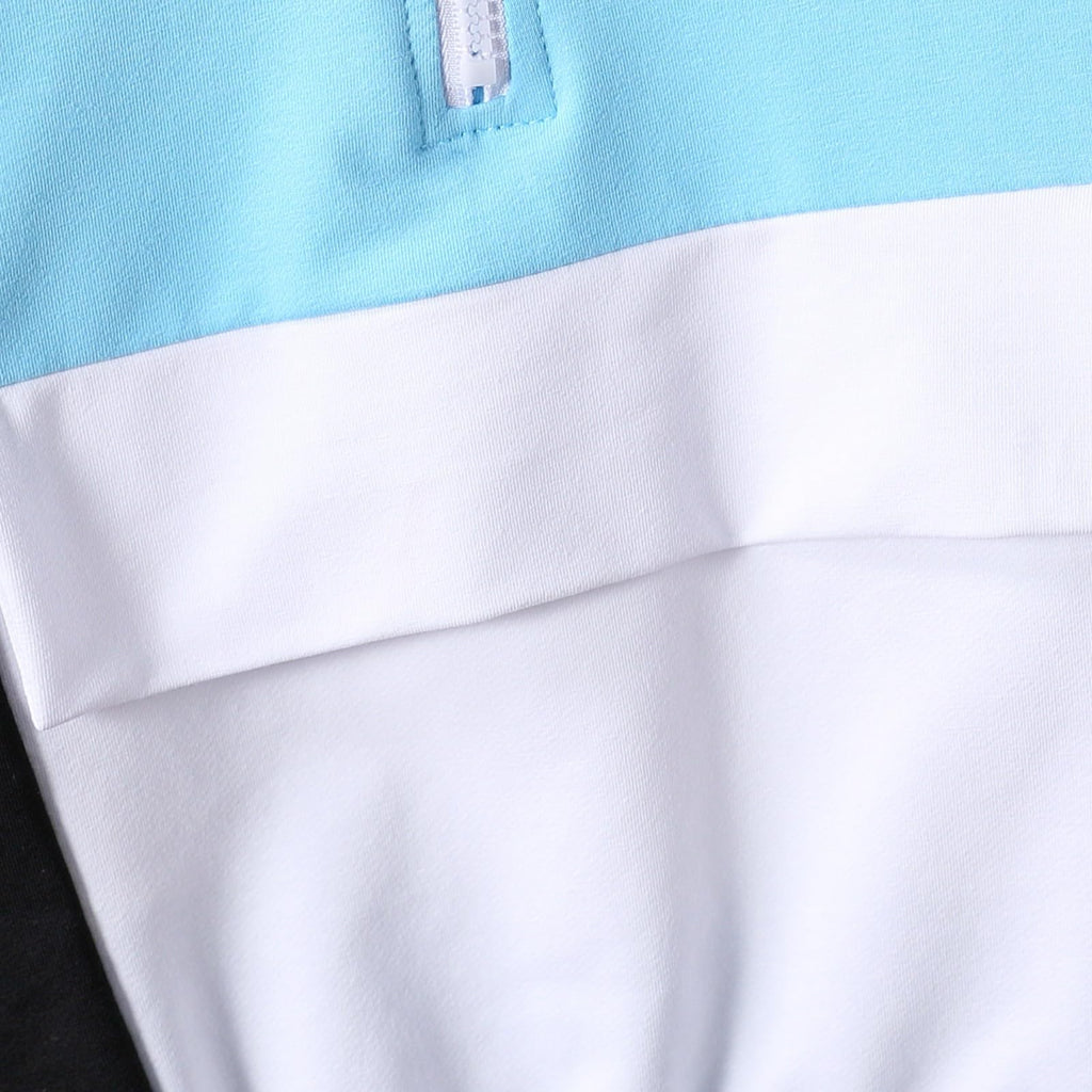 Boys Clothes Kids Little Boy Color Block Half Zip Hoodie & Jogger Pants Outfit Set,4-12 Years