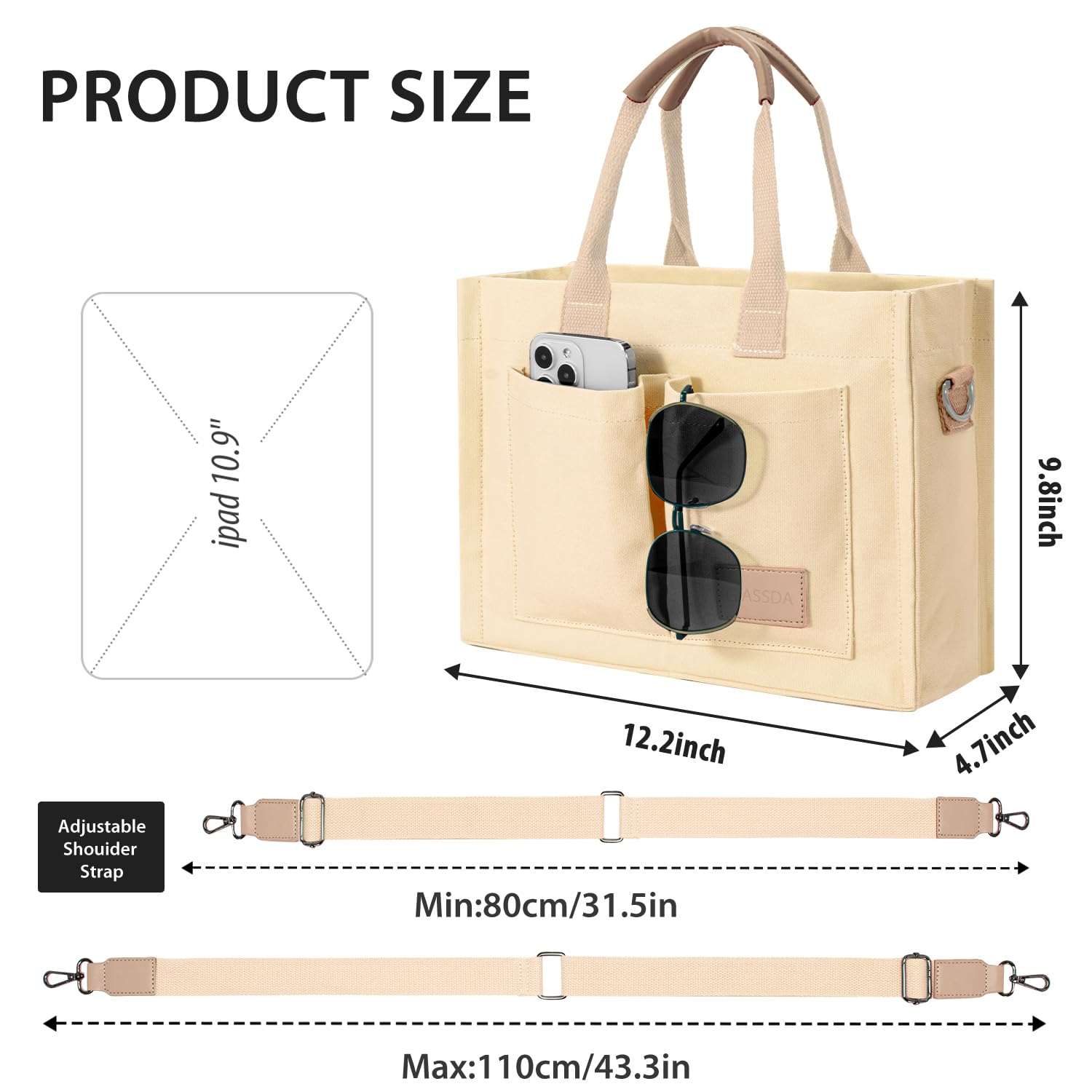 Tote Bags for Women Canvas Tote Purse Crossbody with Pockets Top Handle Shoulder Satchel Bag for Women