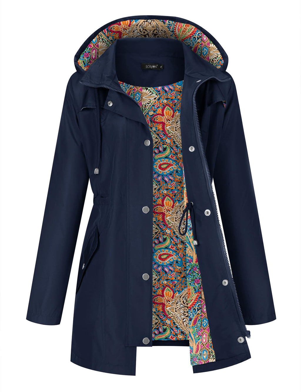 LOMON Women Waterproof Outdoor Hiking Raincoat Women Lined Rain Jacket Lightweight Hooded Jackets Trench Coats