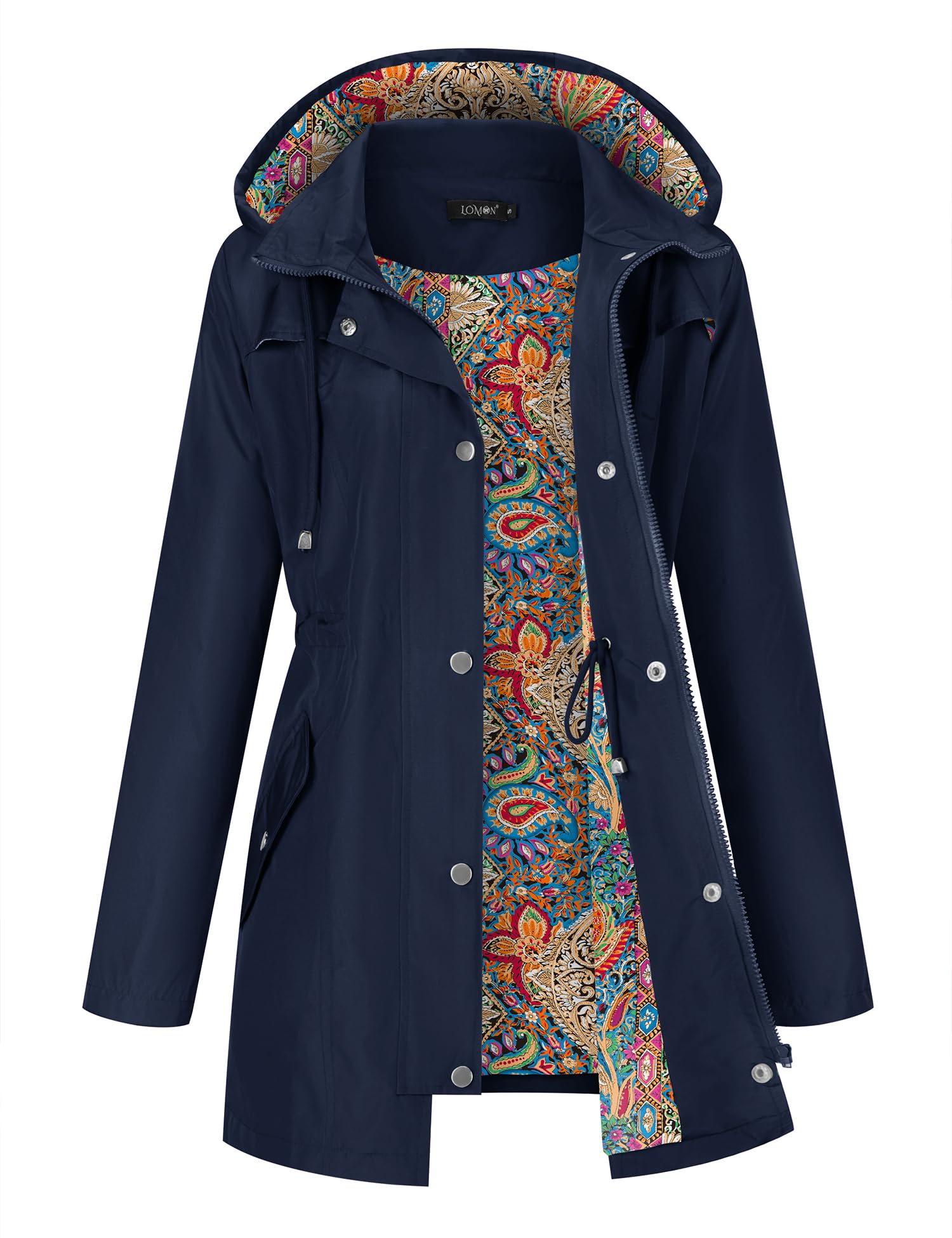 LOMON Women Waterproof Outdoor Hiking Raincoat Women Lined Rain Jacket Lightweight Hooded Jackets Trench Coats