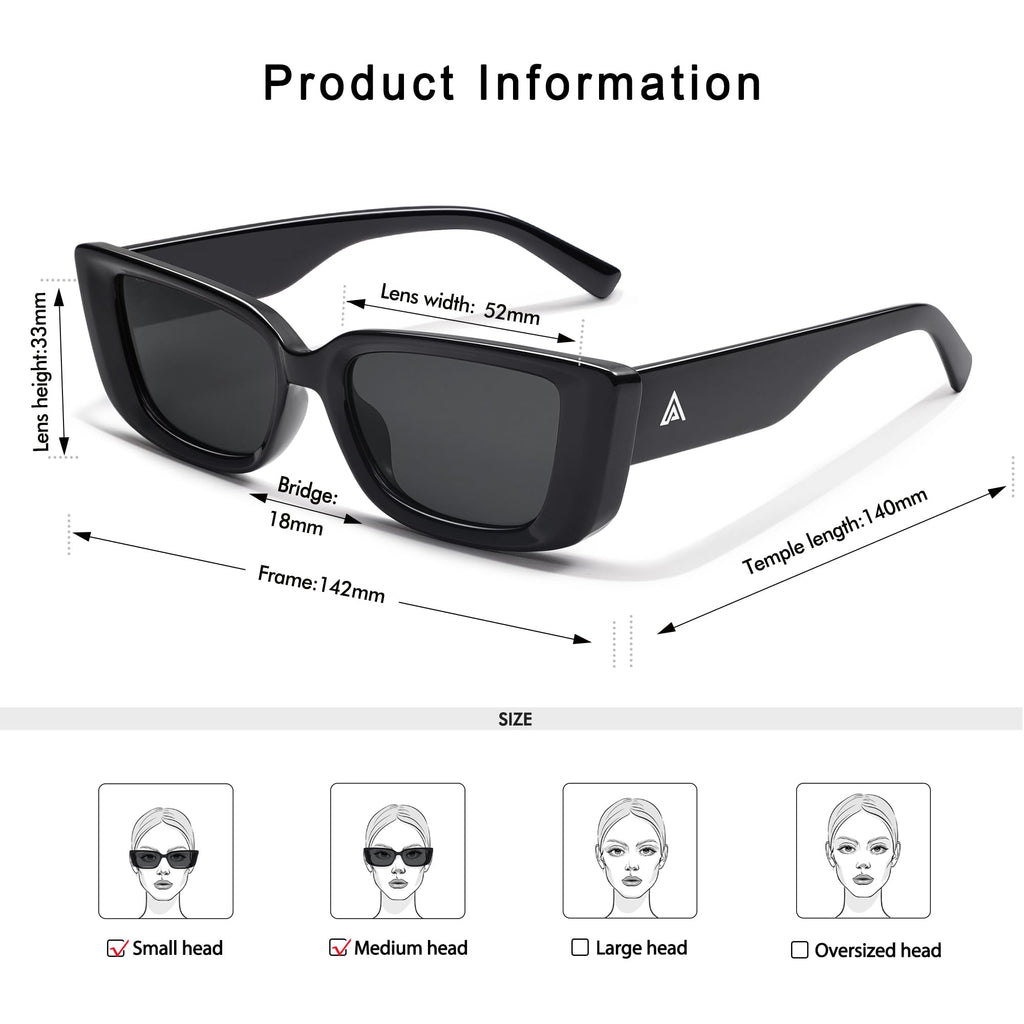 Retro Rectangle Sunglasses for Women Men 90s Frame Polarized Sun Glasses UV Protection Shades AP3689