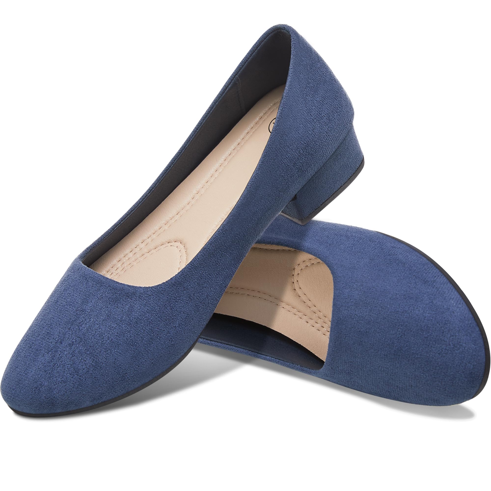 AISFAES Women Pumps Low Chunky Rounded Toe Heels Healed Dress Pumps Elegant Wedges Working Shoes