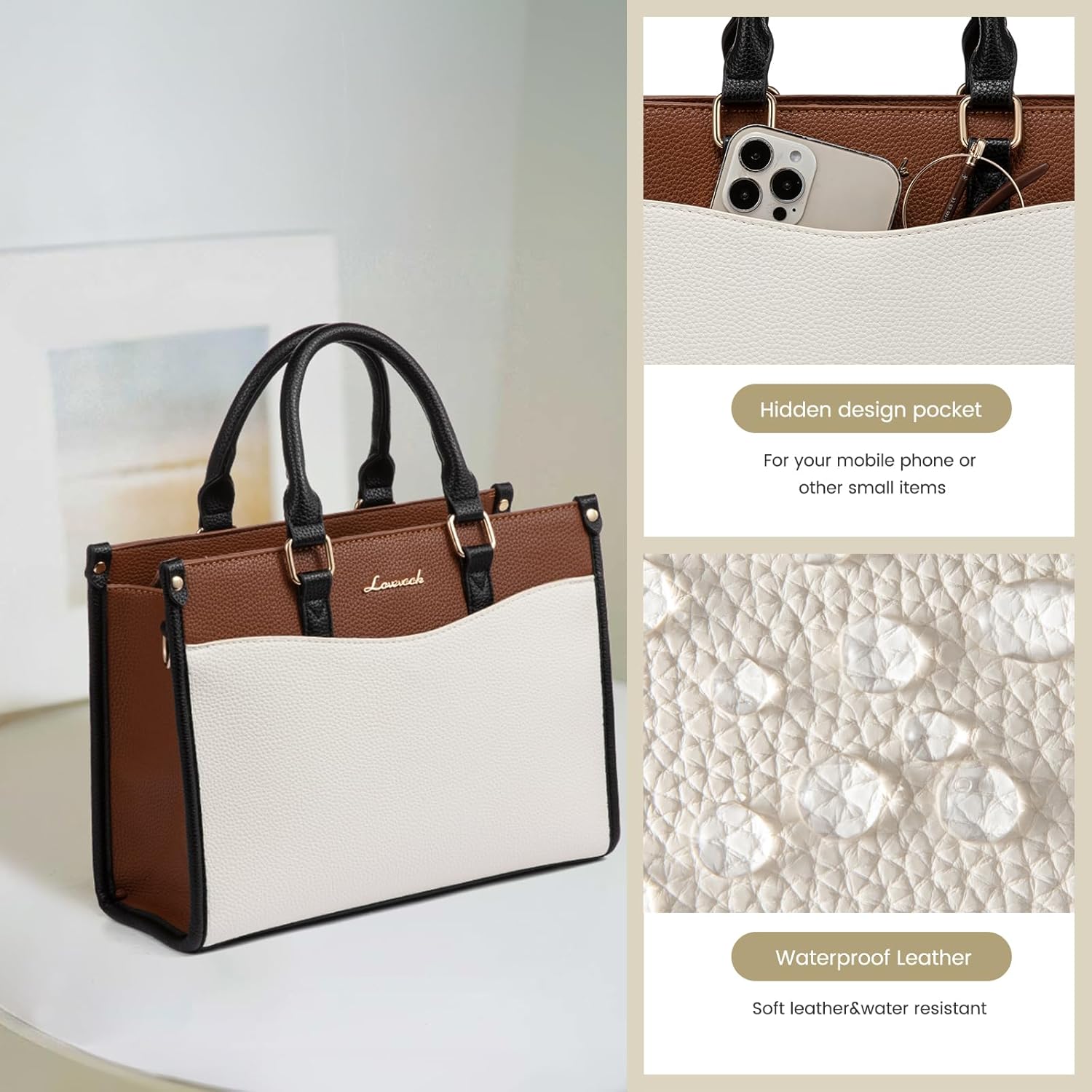 LOVEVOOK Purses and Handbags for Women,Stylish Tote Shoulder Satchel Bag PU Leather Crossbody Top Handle Bags with Zipper