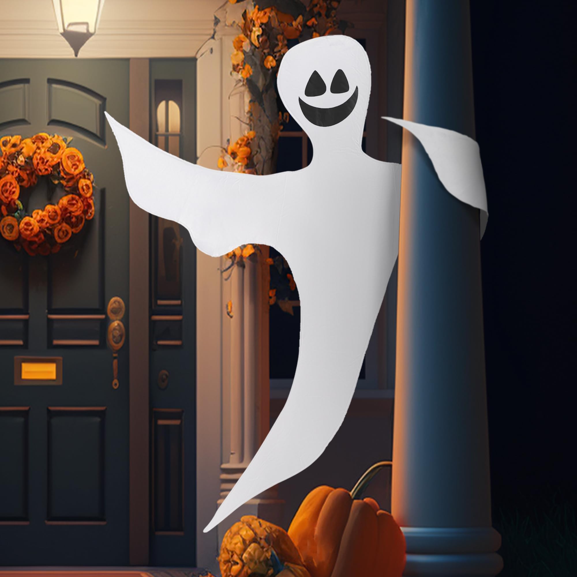 JOYIN 53” Halloween Bendable Tree Wrap Ghost Decoration for Halloween Outdoor, Lawn, Tree, Pillar Decorations, Ghost Party Supplies