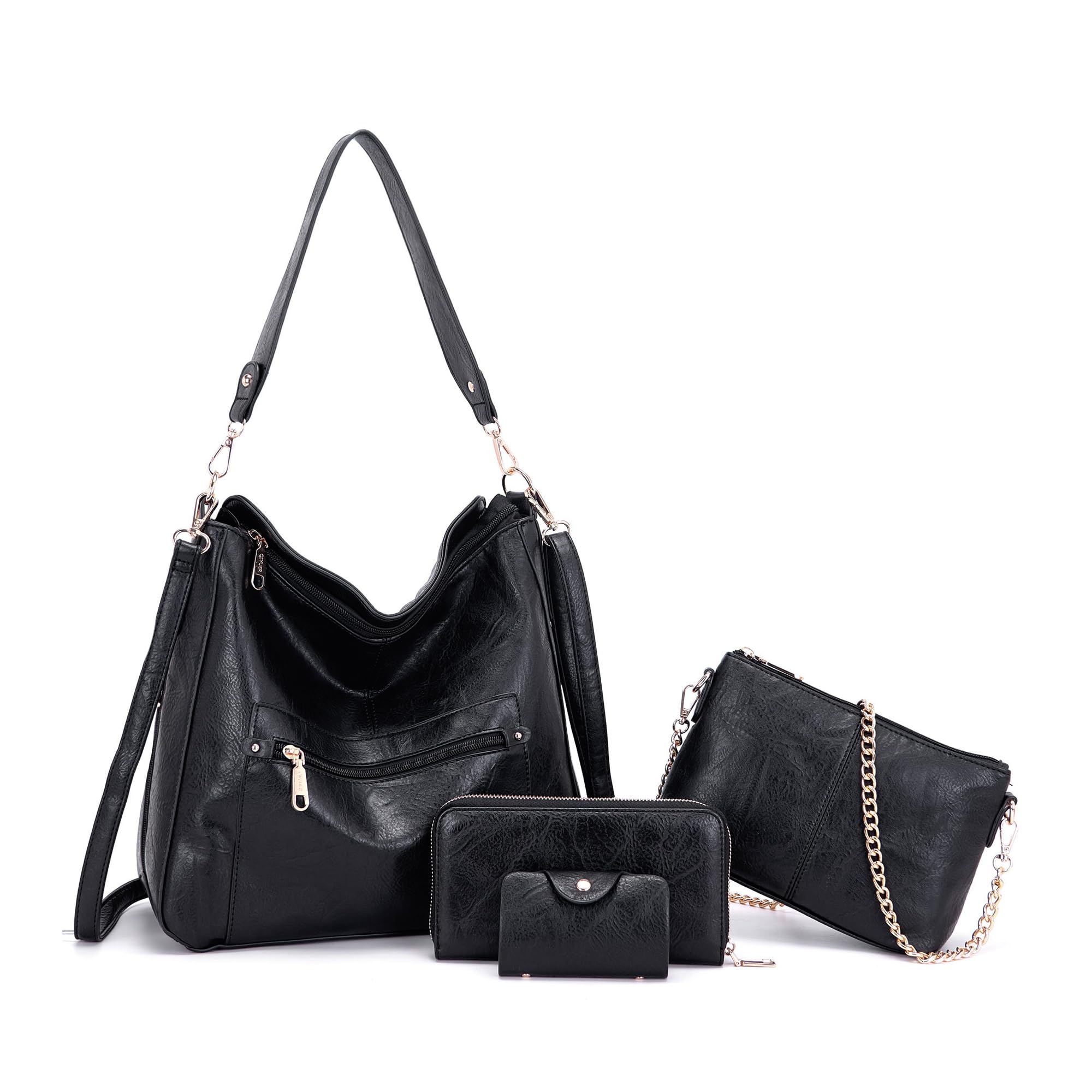 Large Crossbody Purses Set For Women Shoulder Tote Handbags Ladies Hobo Bags With Matching Wallet 4PCS