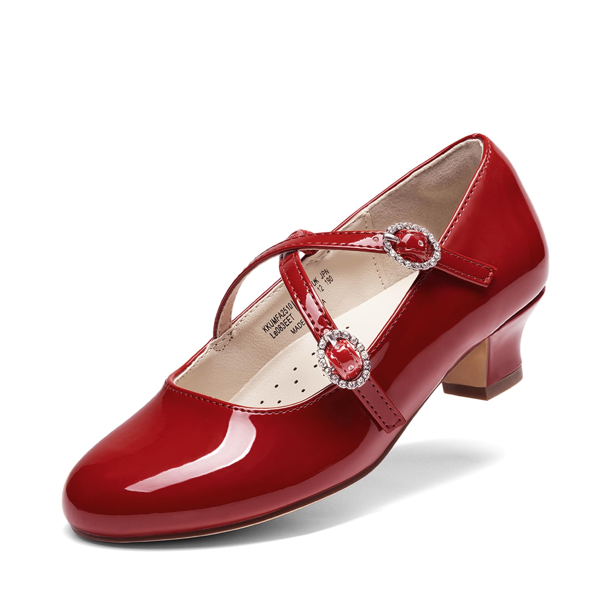 Dream Pairs Girls Dress Shoes Mary Jane High Heel Round Toe Straps Pumps Flower Wedding Party Princess Flats for Little/Big Kids