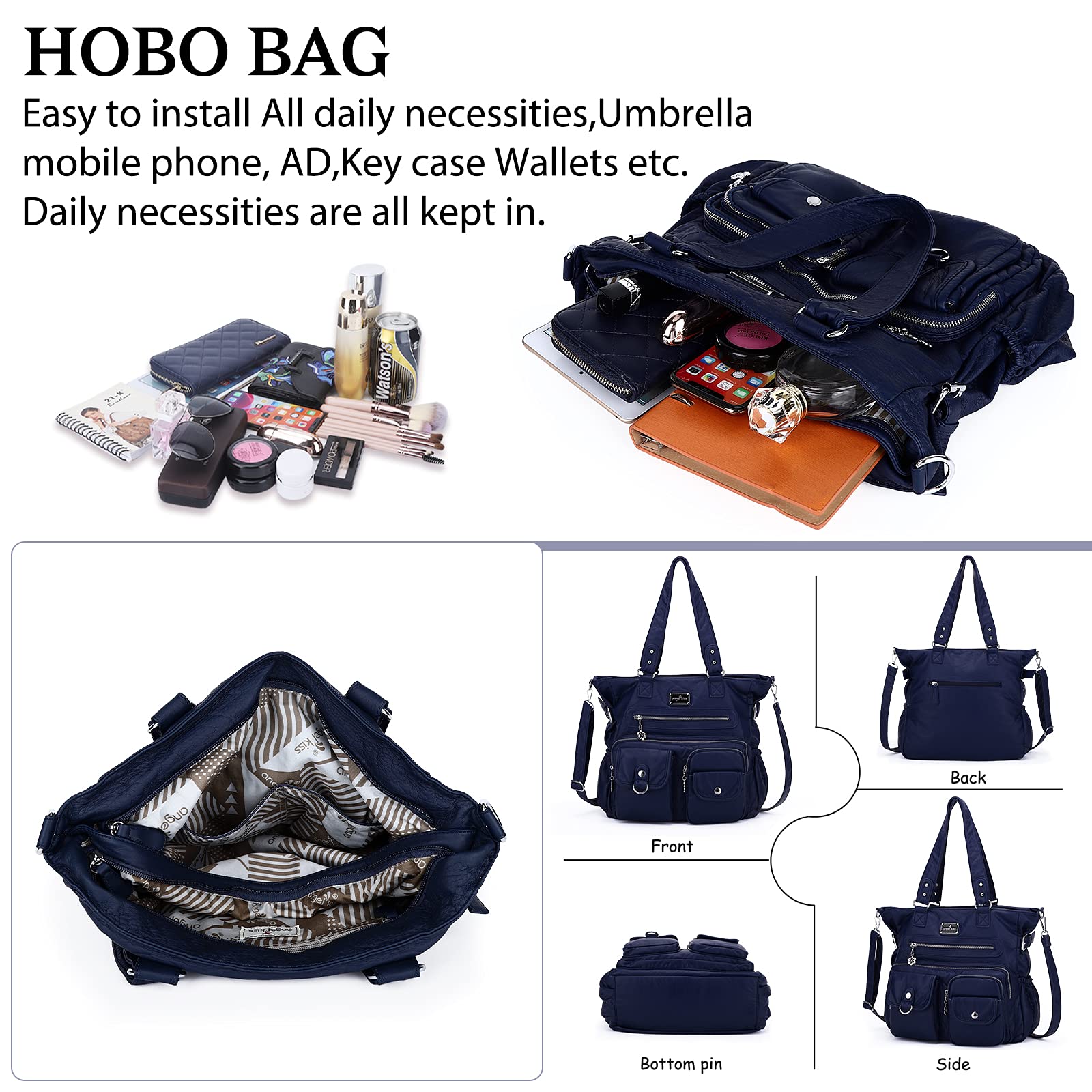 Angelkiss Purses and Handbag for Women Soft Leather Hobo Bags Satchel Shoulder Bags Ladies Tote Crossbody Bag