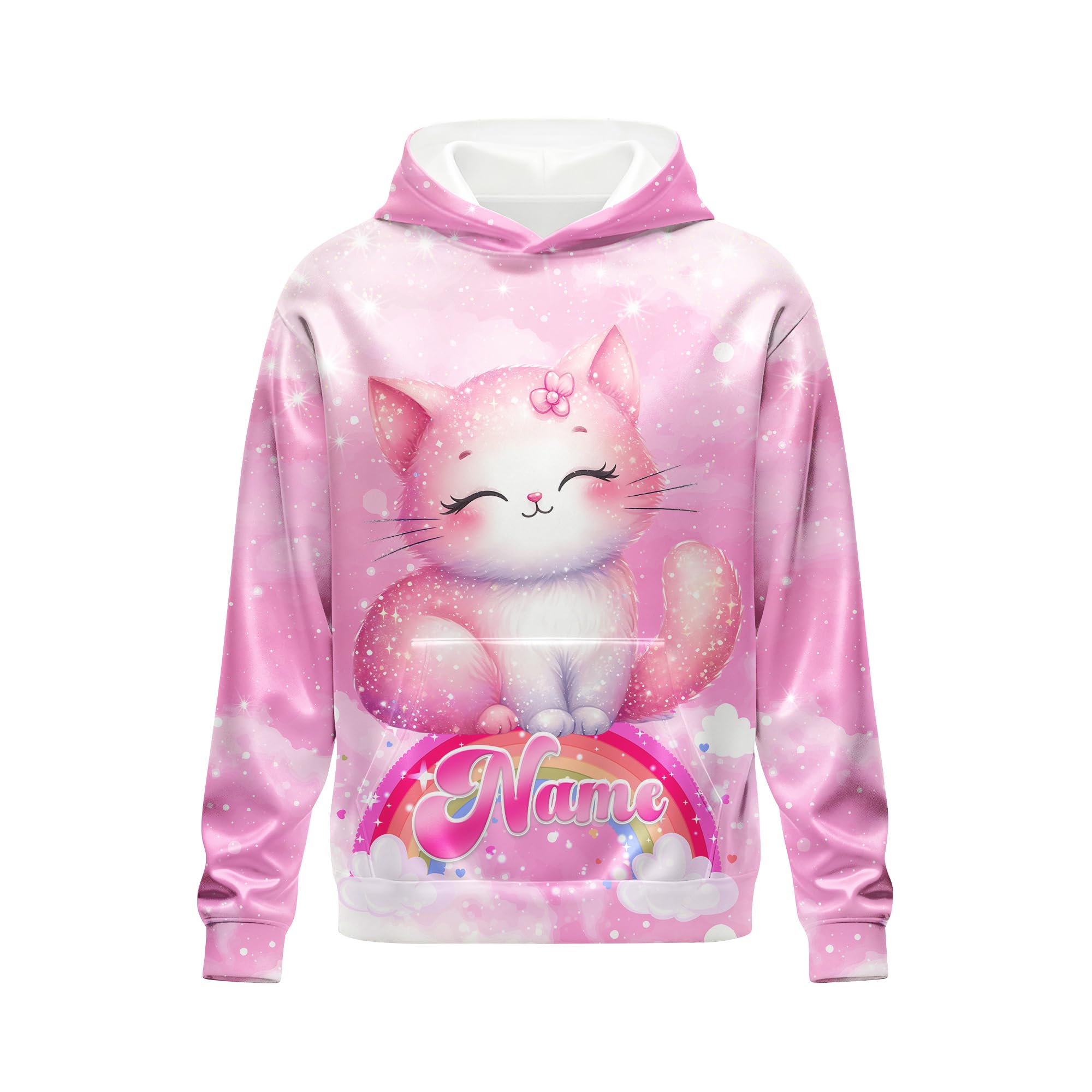 Hoodies for Girls Custom Sweatshirts with Name, Kids Pullover with Pocket, Comfy Graphic Hoodies for Daughter