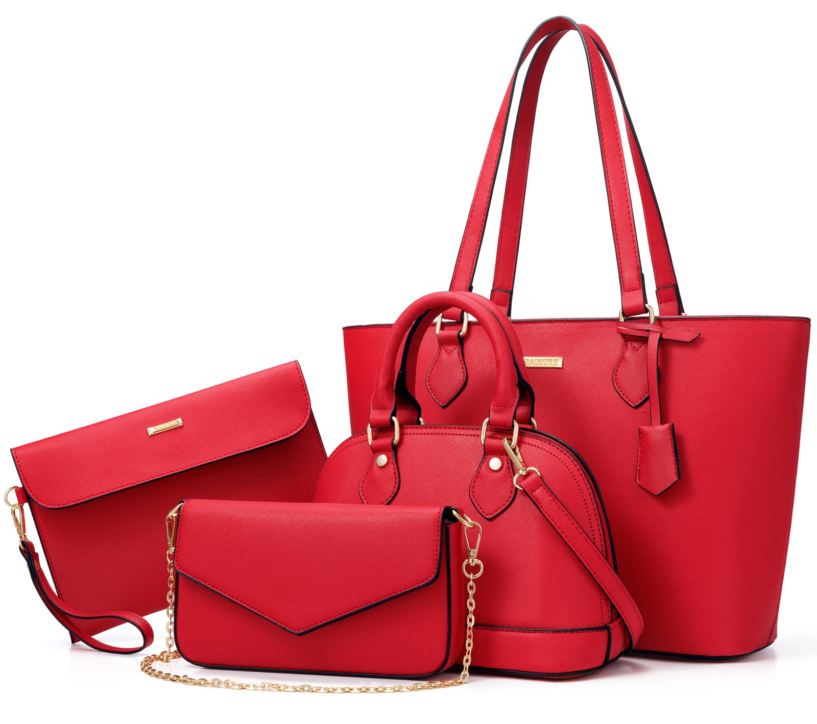 4PCS Women Fashion Handbags Purses Wallet Shoulder Bags Casual Tote Bag Crossbody Bags, Handbag Set Gift for Ladies Girls